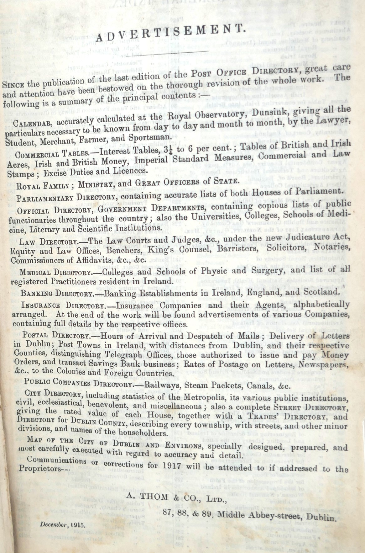 The Post Office Directory and Calendar, for 1916 - Image 3