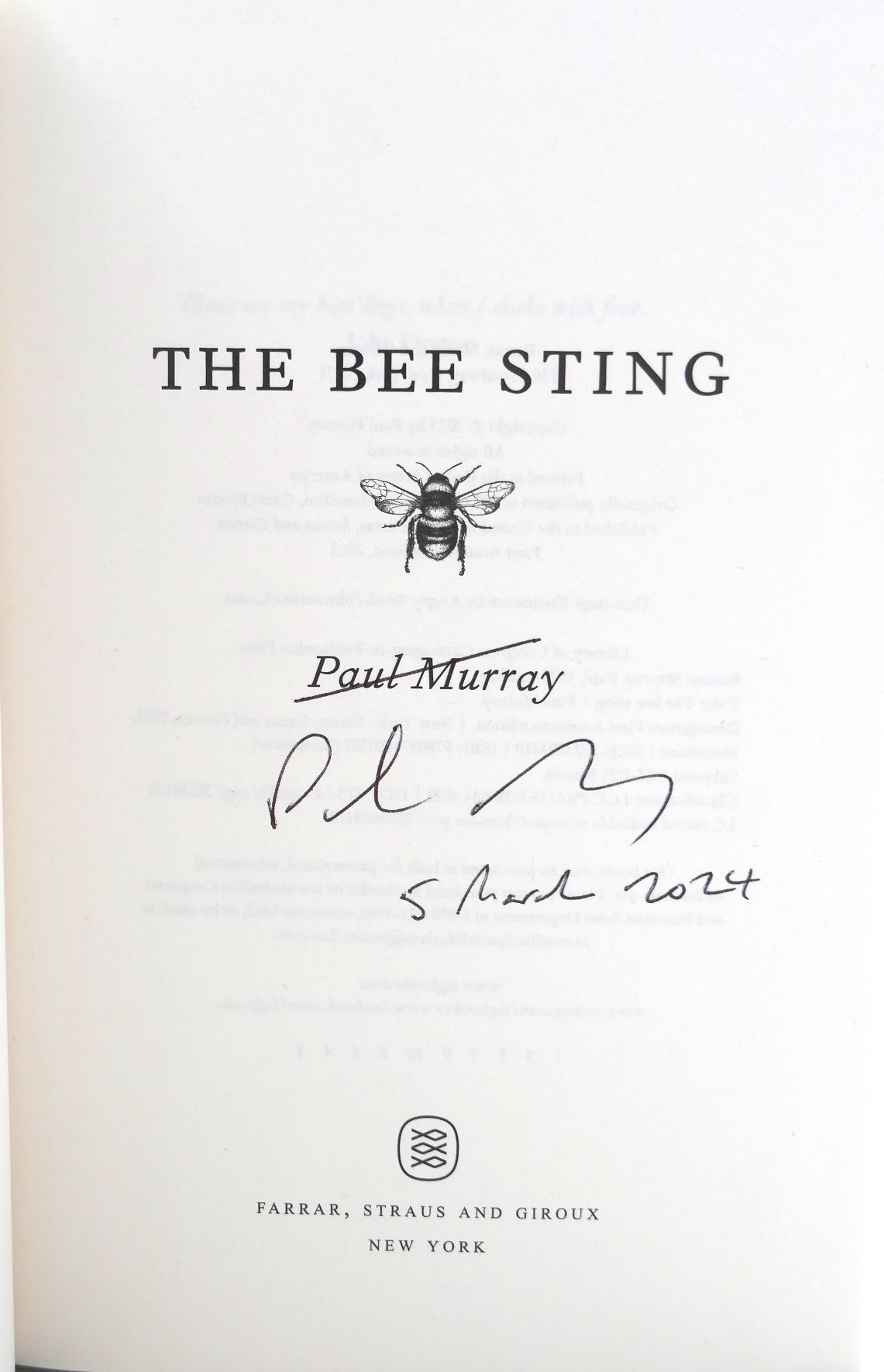 The Bee Sting: A Novel. Author Signed (2023) - Image 2