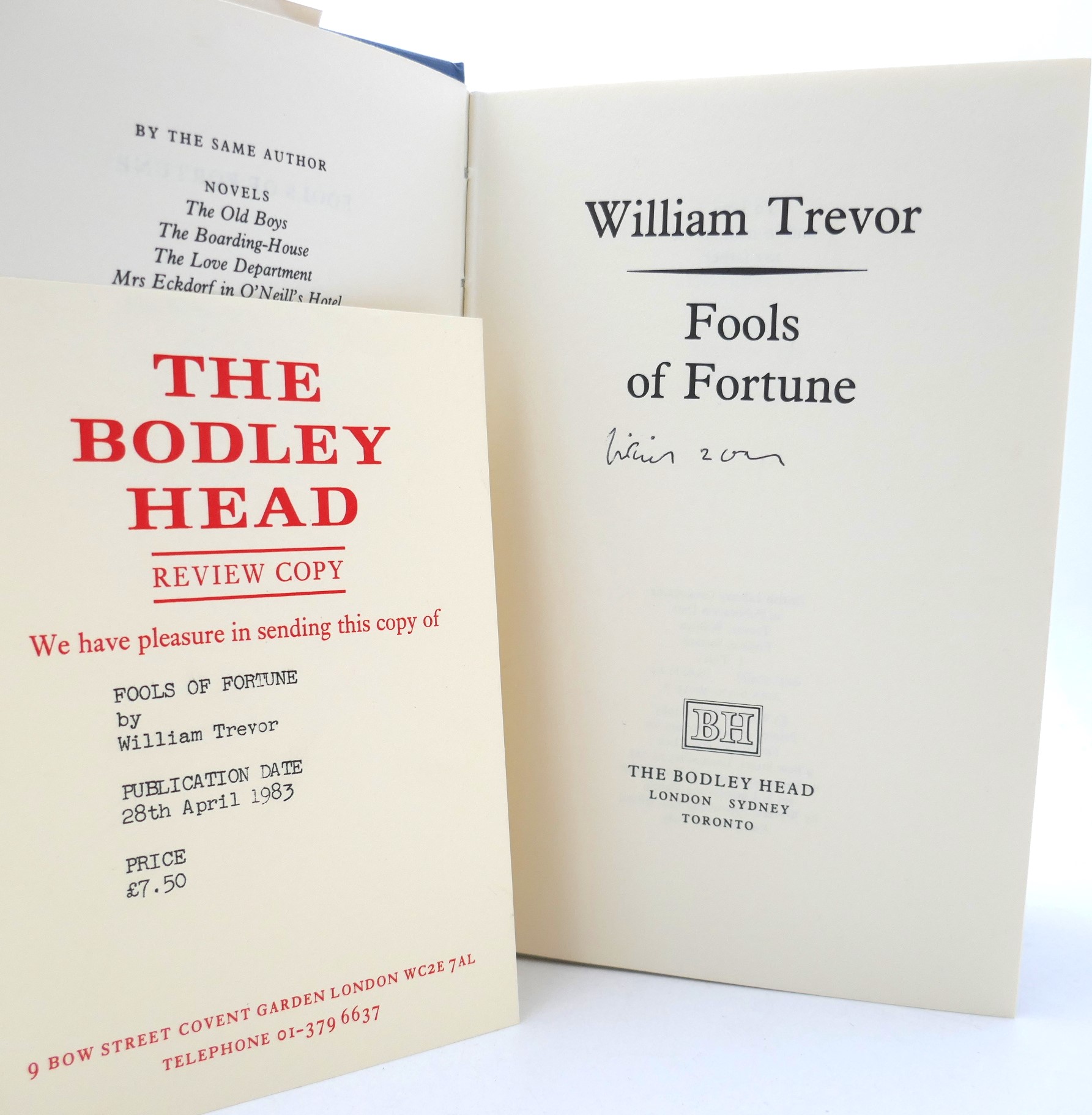Fools of Fortune. Review Copy. Signed by the Author (1983) - Image 2