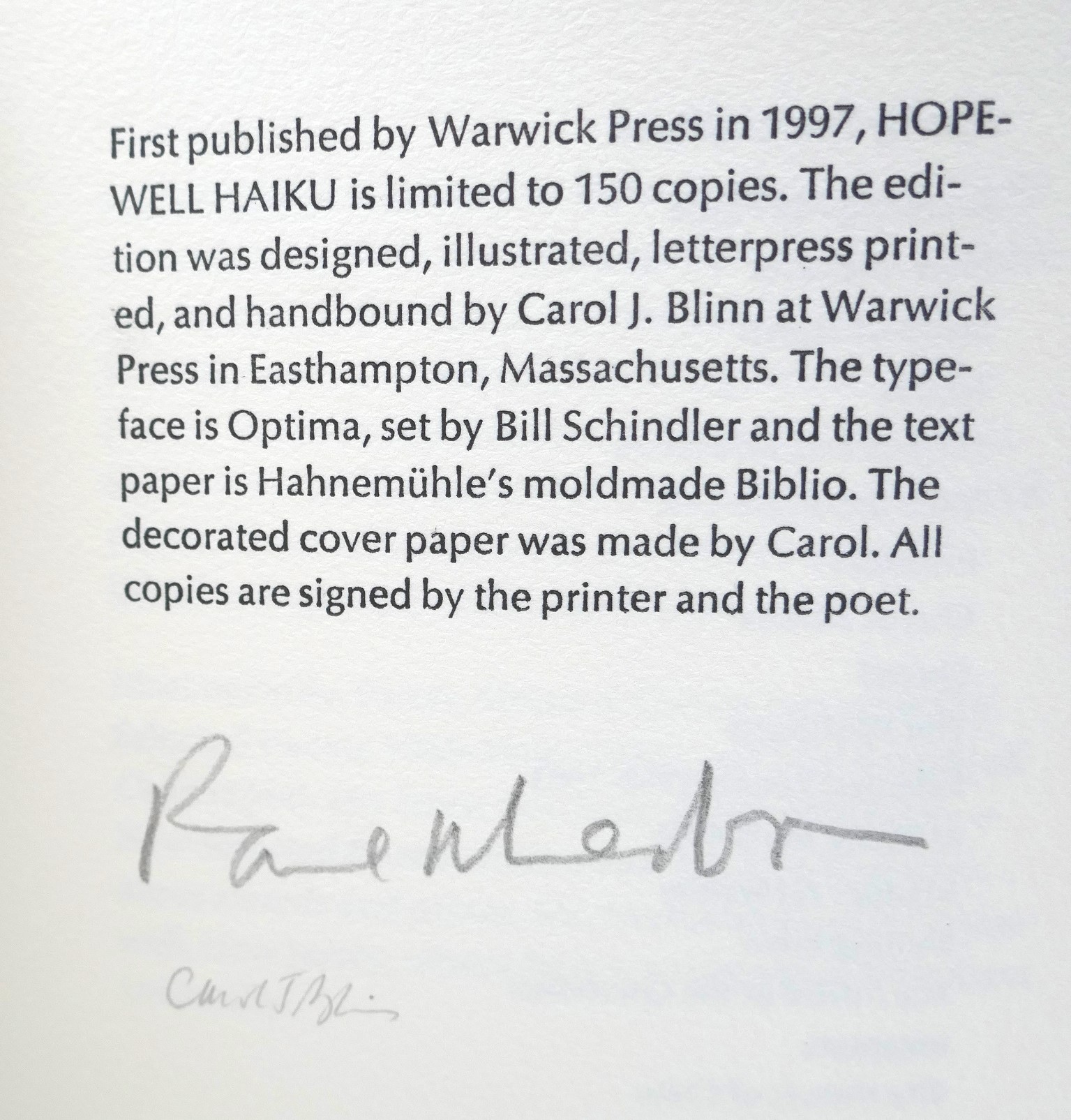 Hopewell Haiku. Limited Signed Edition (1997) - Image 4