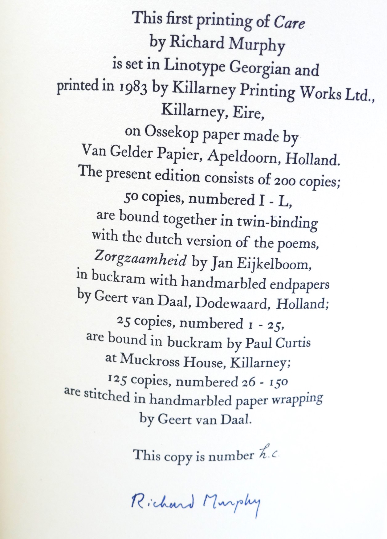 Care. Limited Edition. With Poem in Holograph (1983) - Image 6