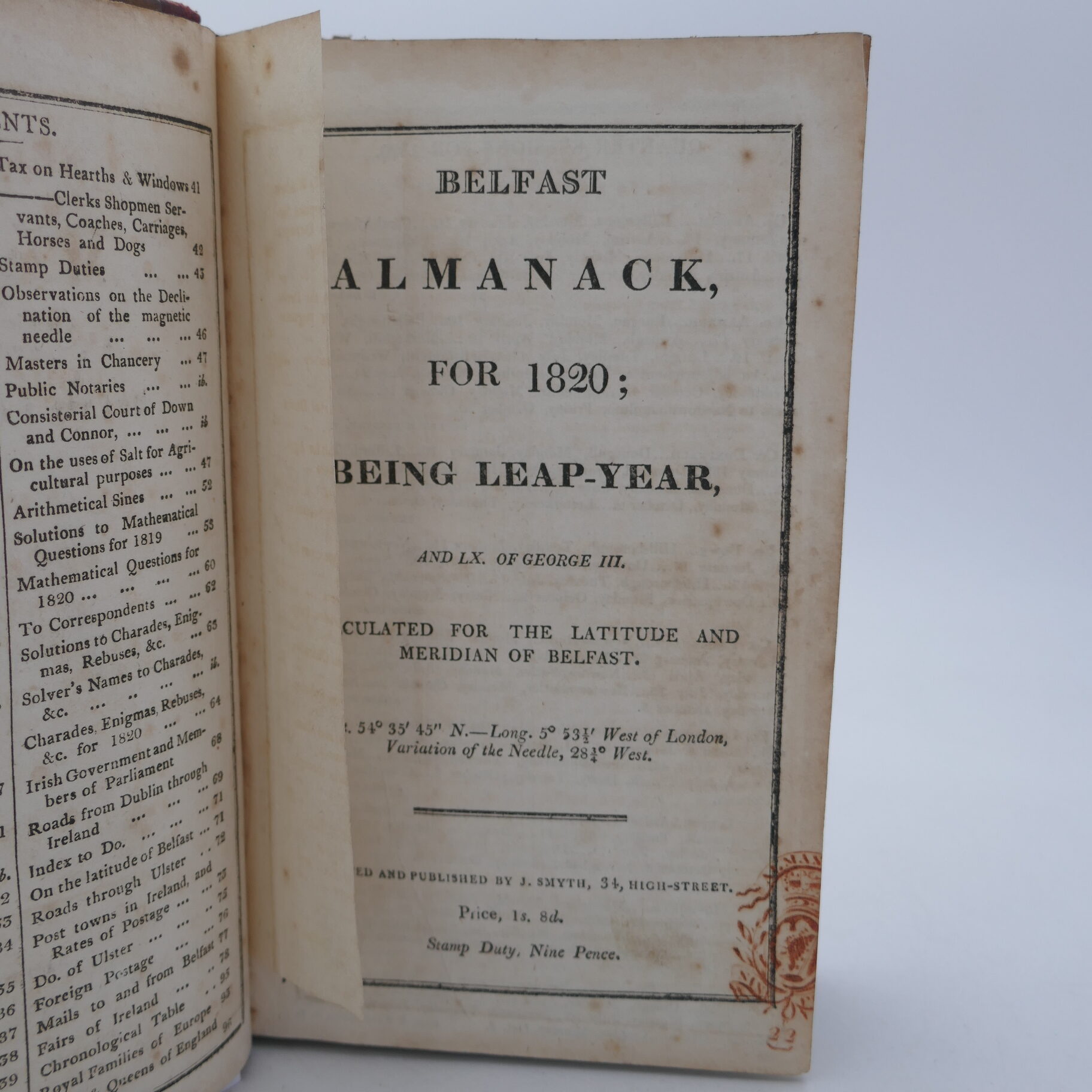 Belfast Almanack for 1820. - Image 2