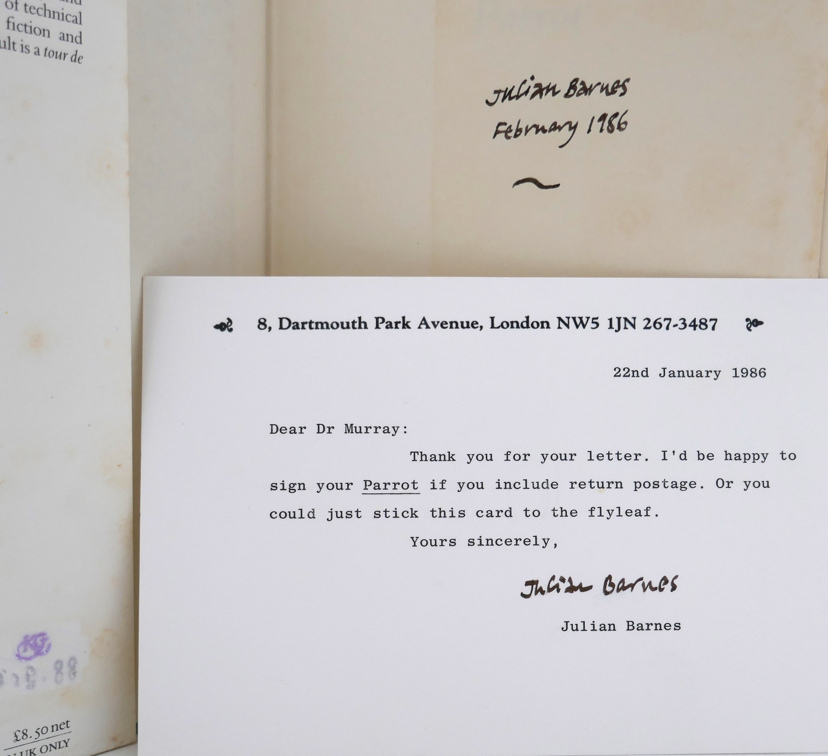 Flaubert's Parrot. Signed by the Author (1984) - Image 3