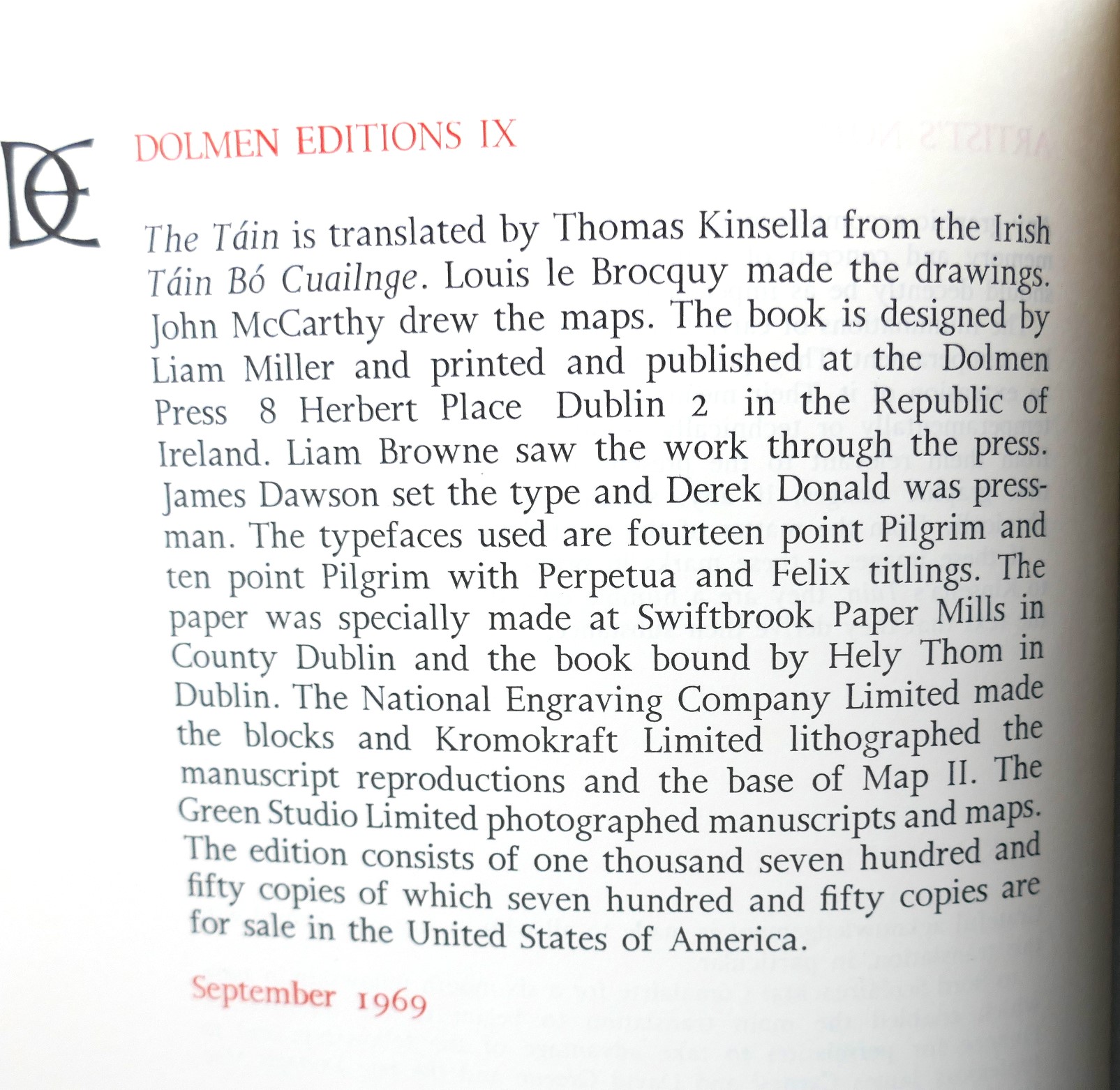 The Tain. Brush Drawings by Louis Le Brocquy (1969) - Image 4