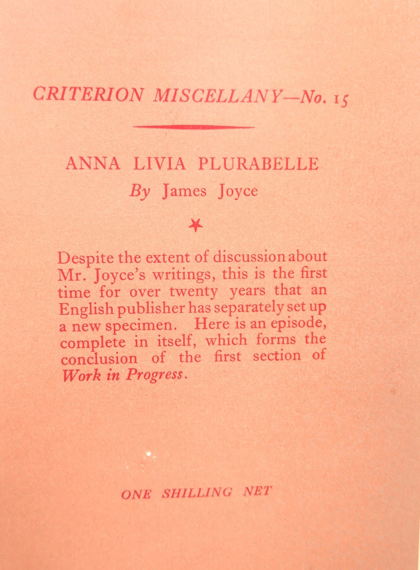Anna Livia Plurabelle. First Edition in Wrappers (1930) - Image 4