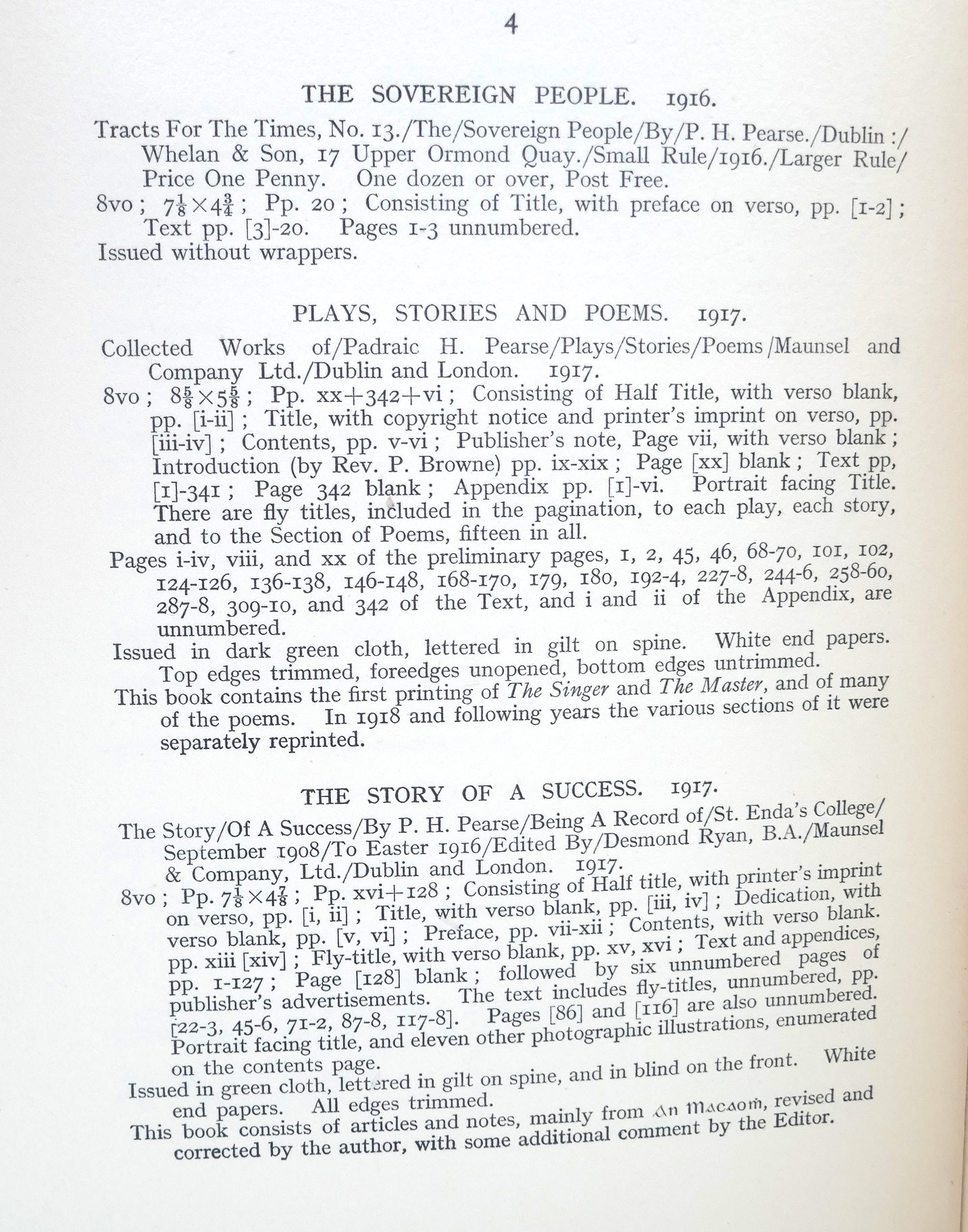A Bibliography of Books by P.H. Pearse (1931) - Image 5
