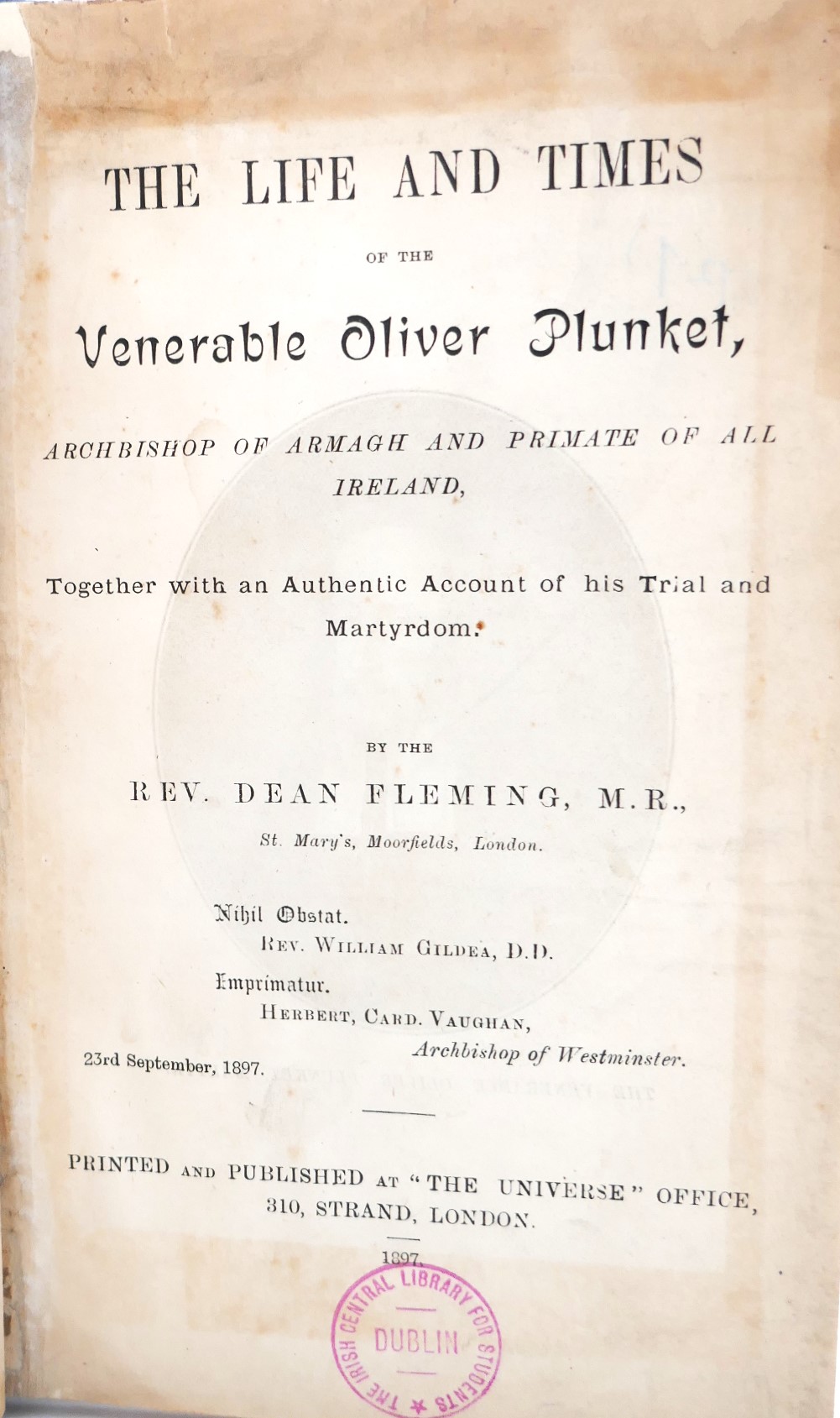 The Life and Times of the Venerable Oliver Plunkett (1897)