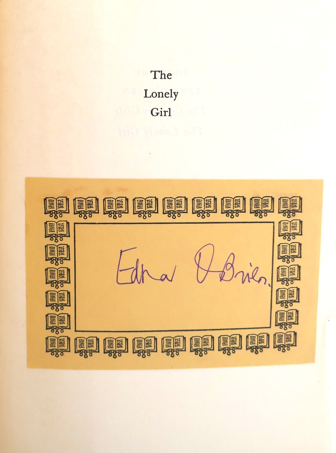 The Lonely Girl. First American Edition (1962) - Image 2
