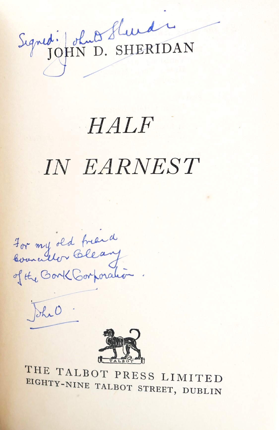 Half In Earnest. Inscribed by the Author (1948) - Image 2