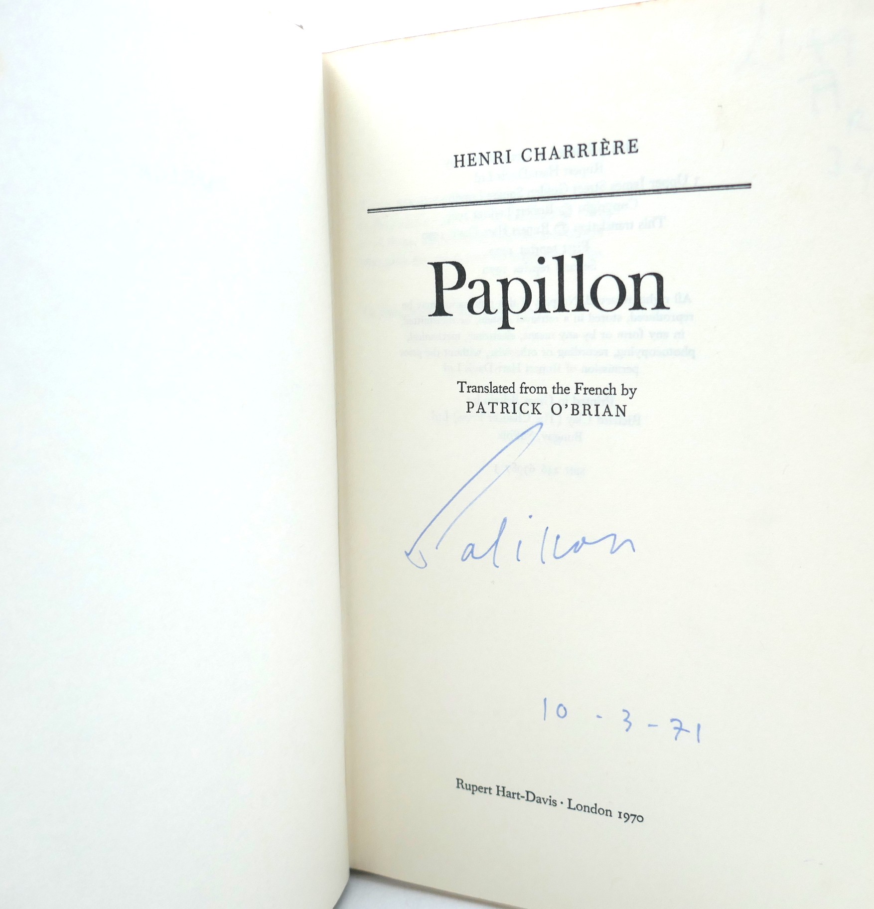 Papillon. Signed by the Author (1970) - Image 2