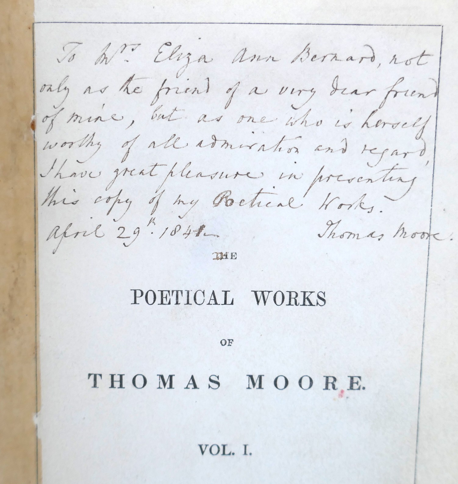 The Poetical Works of Thomas Moore. Inscribed by the Author (1840) - Image 6