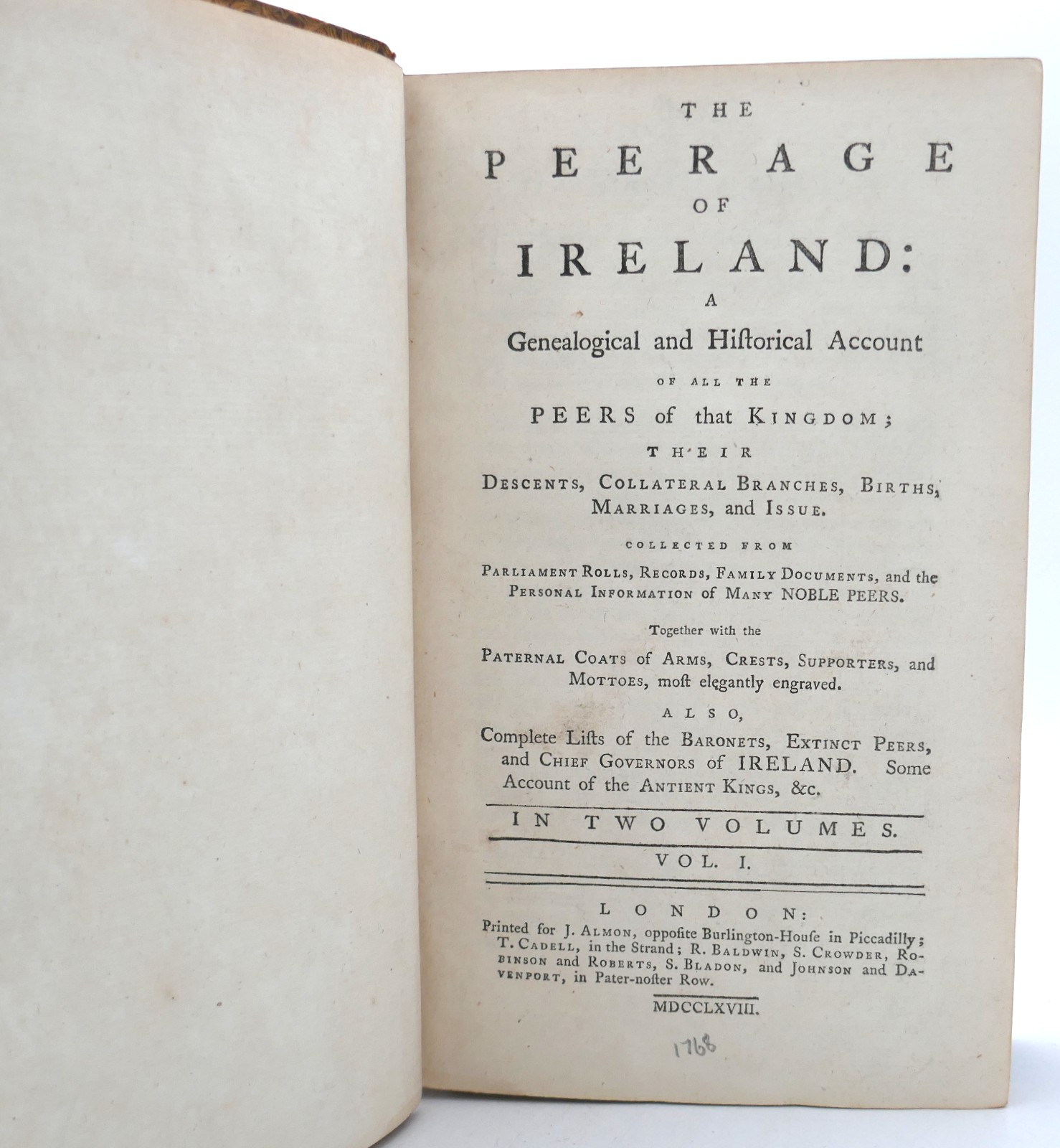 The Peerage of Ireland. Two Volumes (1768) - Image 4
