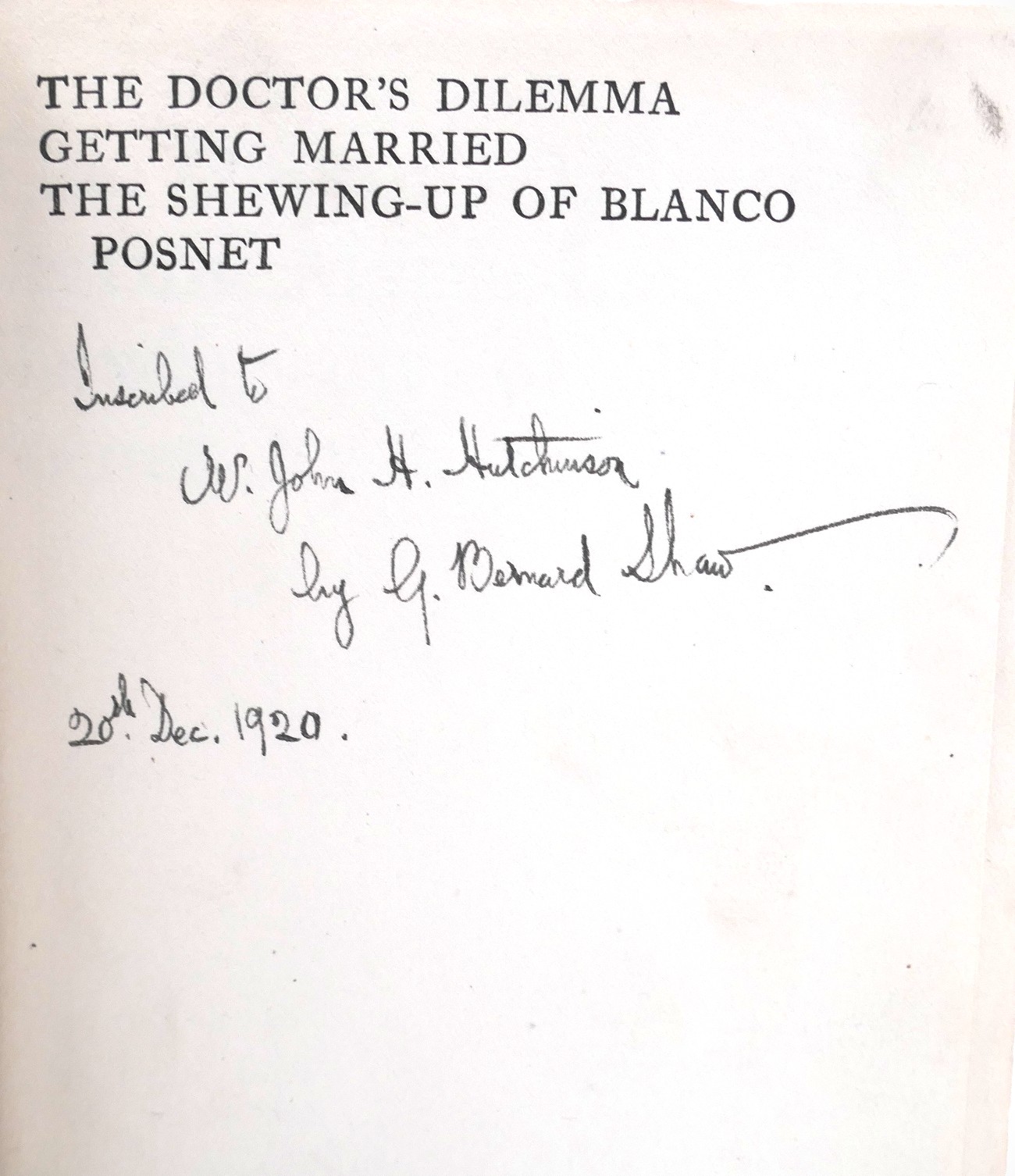The Doctor's Dilemma. Inscribed by the Author (1918) - Image 3