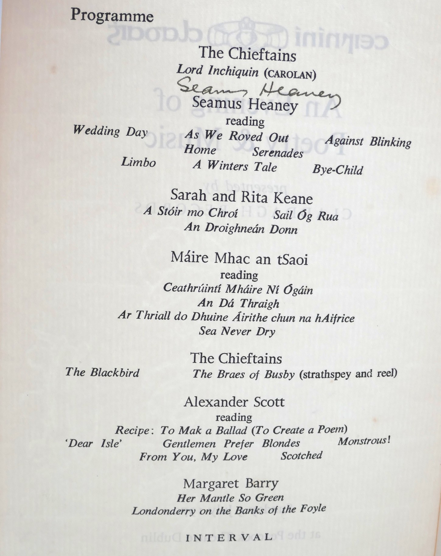 An Evening of Poetry and Music. Presented by Claddagh Records (1970) - Image 2
