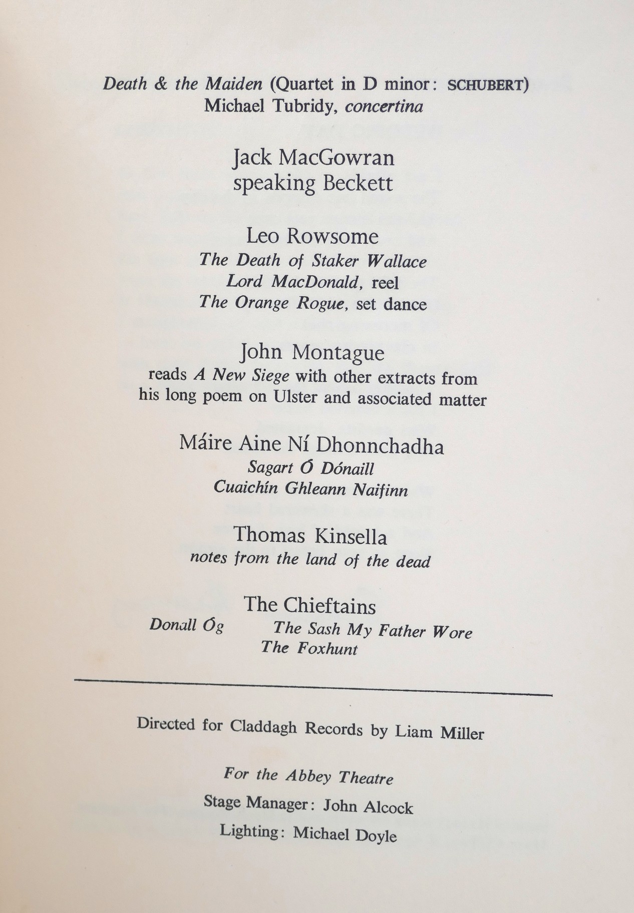 An Evening of Poetry and Music. Presented by Claddagh Records (1970) - Image 3
