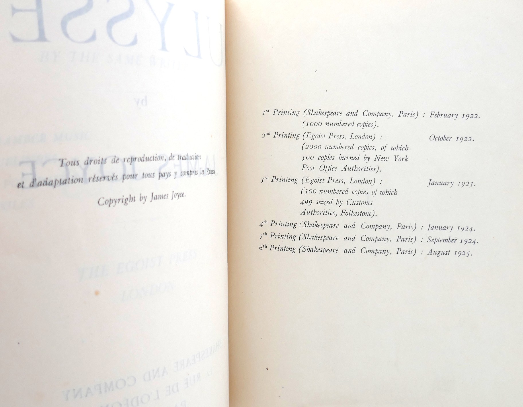 ULYSSES. Sixth Edition Printed August 1925 - Image 5