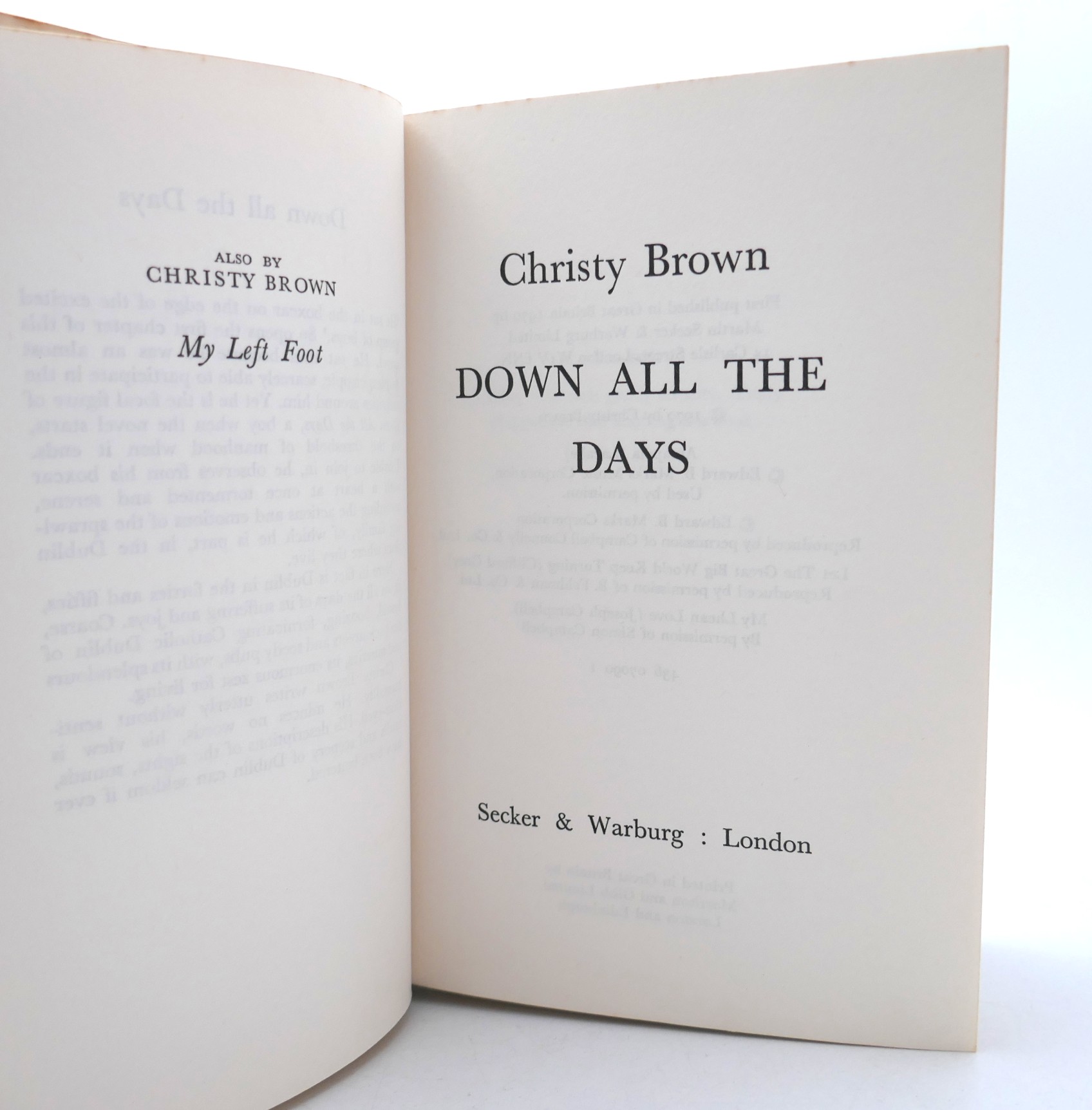 Down All The Days. Signed by the Author (1970) - Image 4