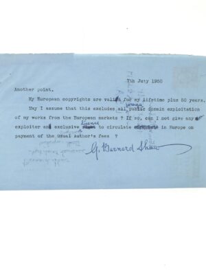 George Bernard Shaw Autographed Letter (1950)