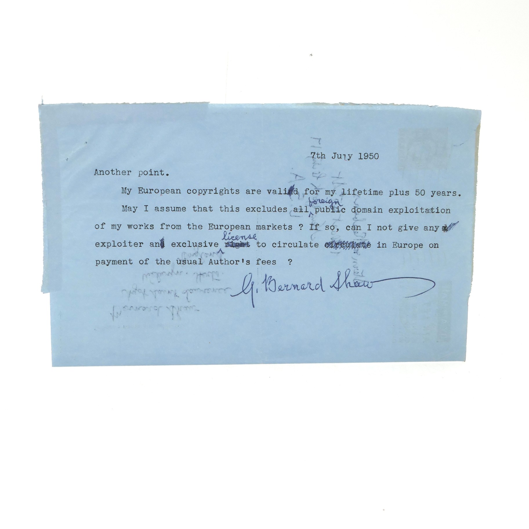 George Bernard Shaw Autographed Letter (1950)