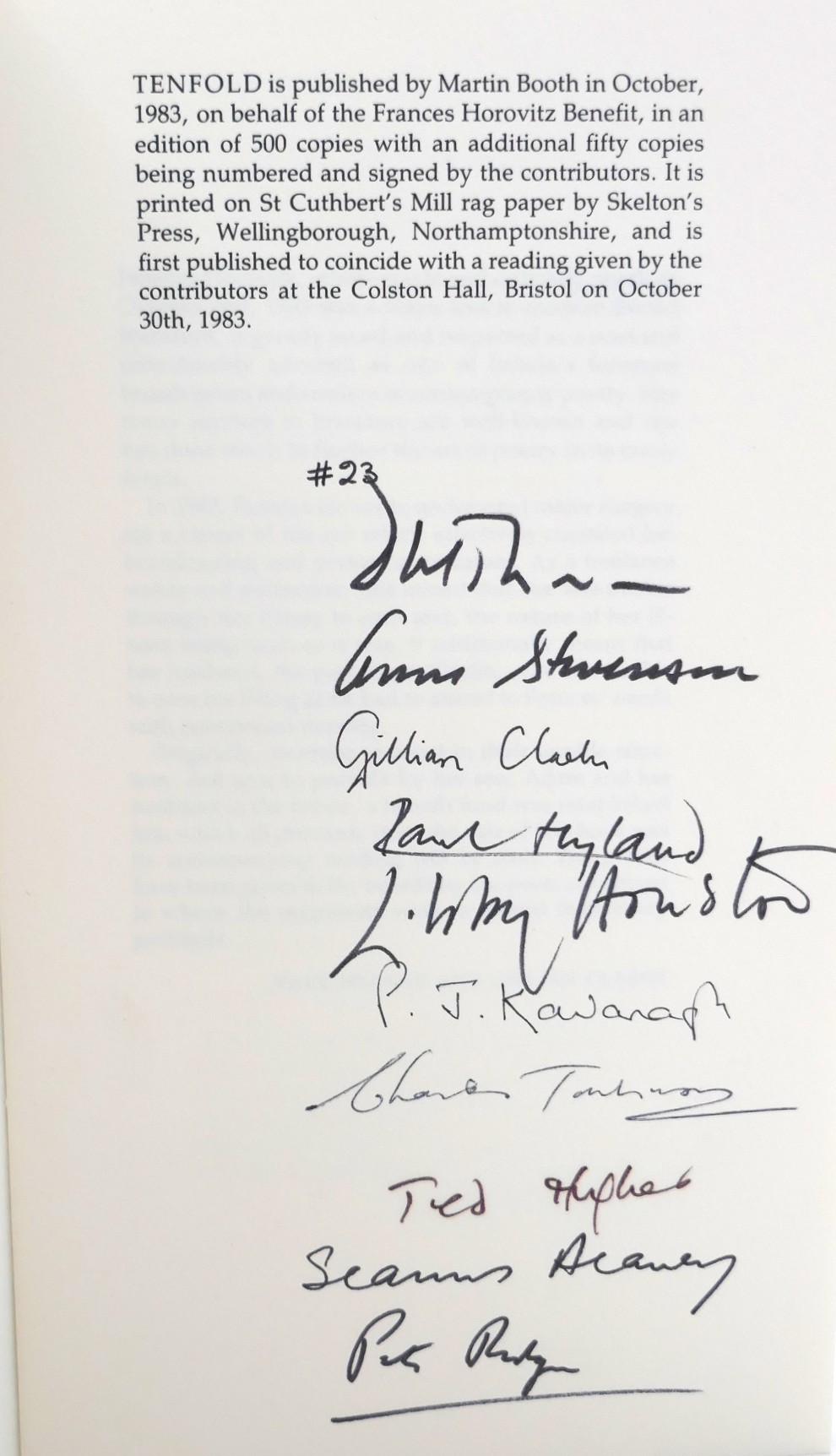 Tenfold. Poems for Frances Horovitz (1983) - Image 2