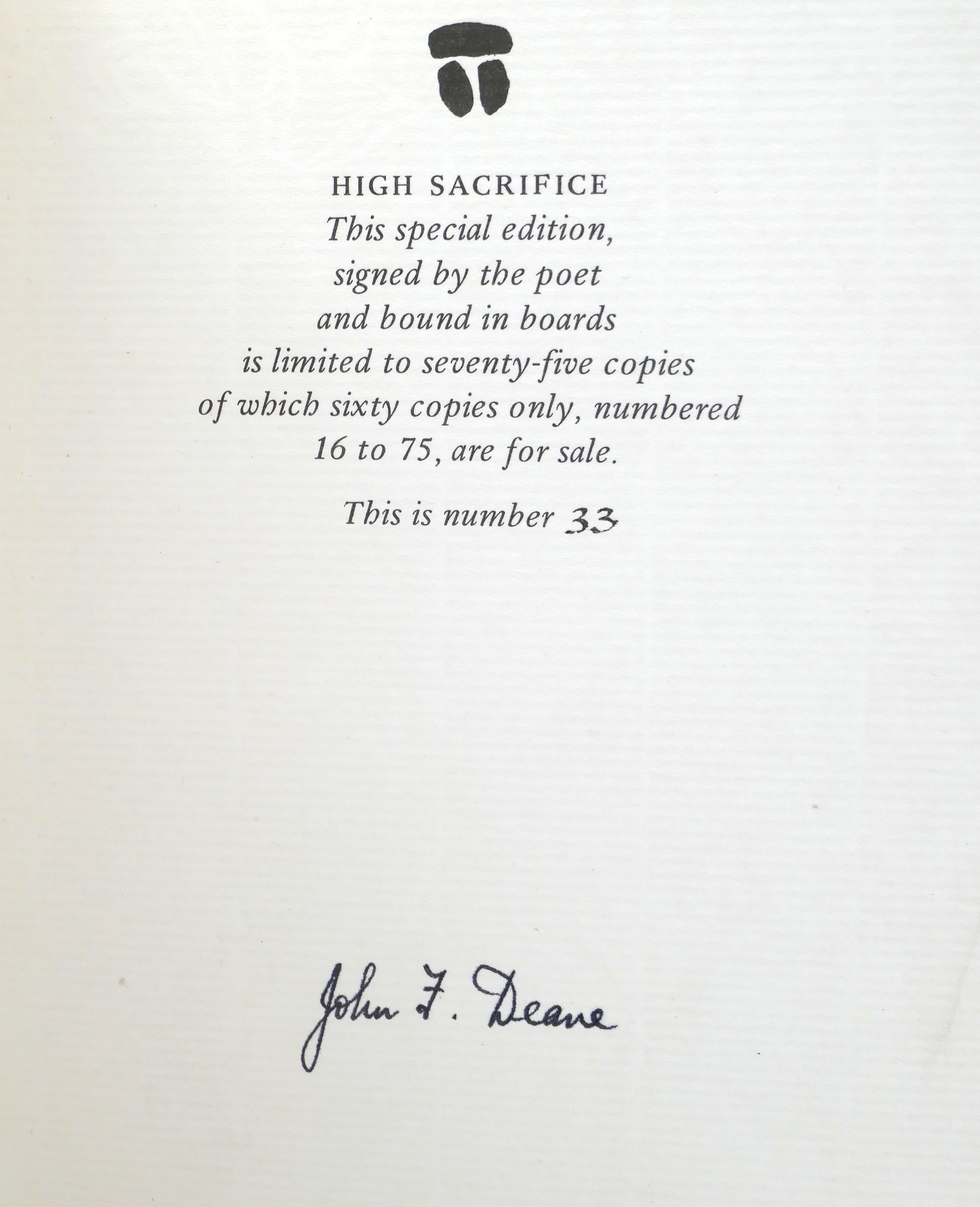 High Sacrifice. Limited Signed Edition (1981) - Image 2