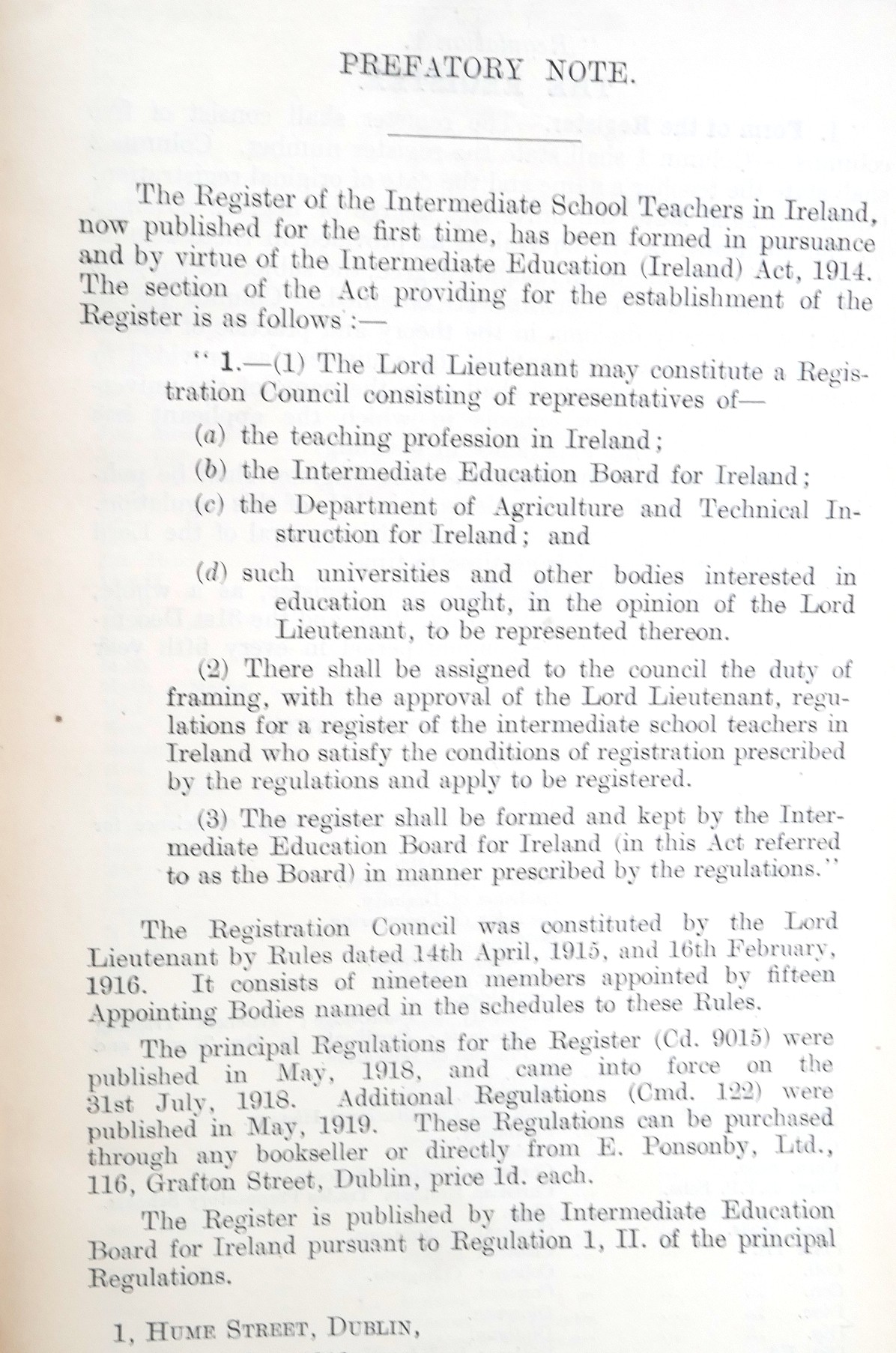 Register of the Intermediate School Teachers in Ireland (1919) - Image 2