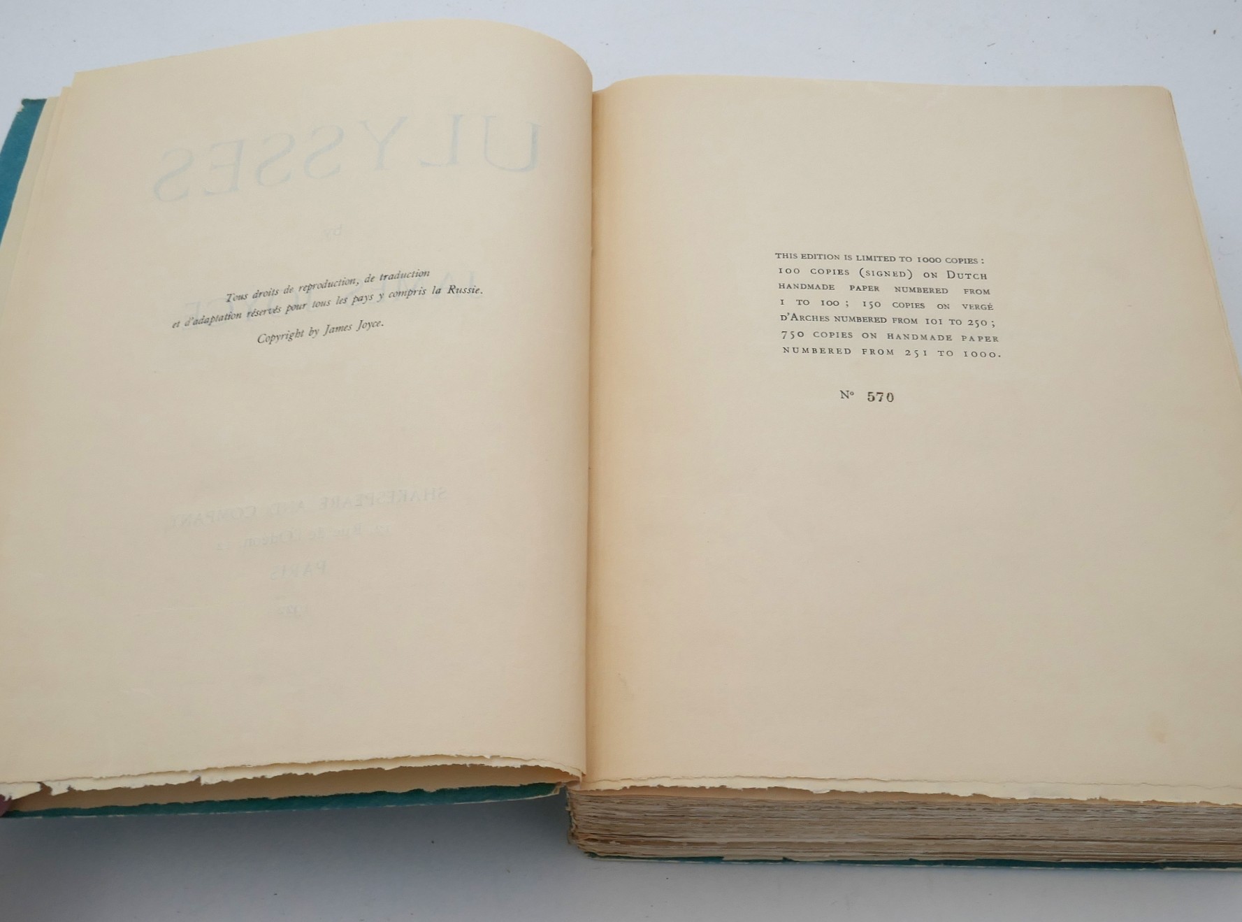 Ulysses. Paris: Shakespeare & Co. First Edition (1922) - Image 8