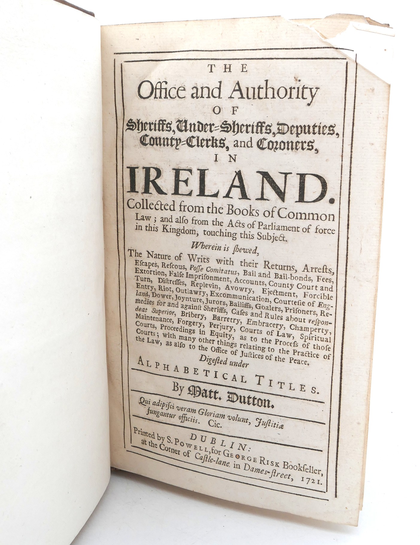 The Office and Authority of Sheriffs etc In Ireland (1721) - Image 2