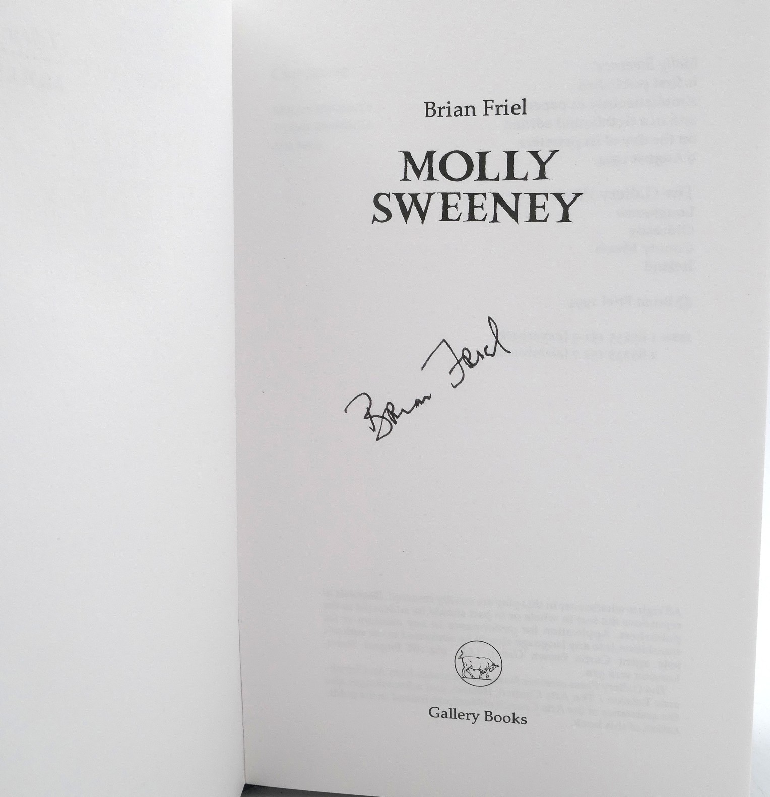 Molly Sweeney. Signed Copy (1994) - Image 3