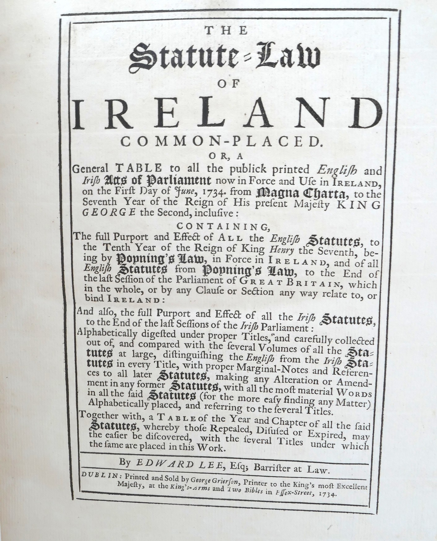 The Statute-Law of Ireland Common-Placed (1734) - Image 4