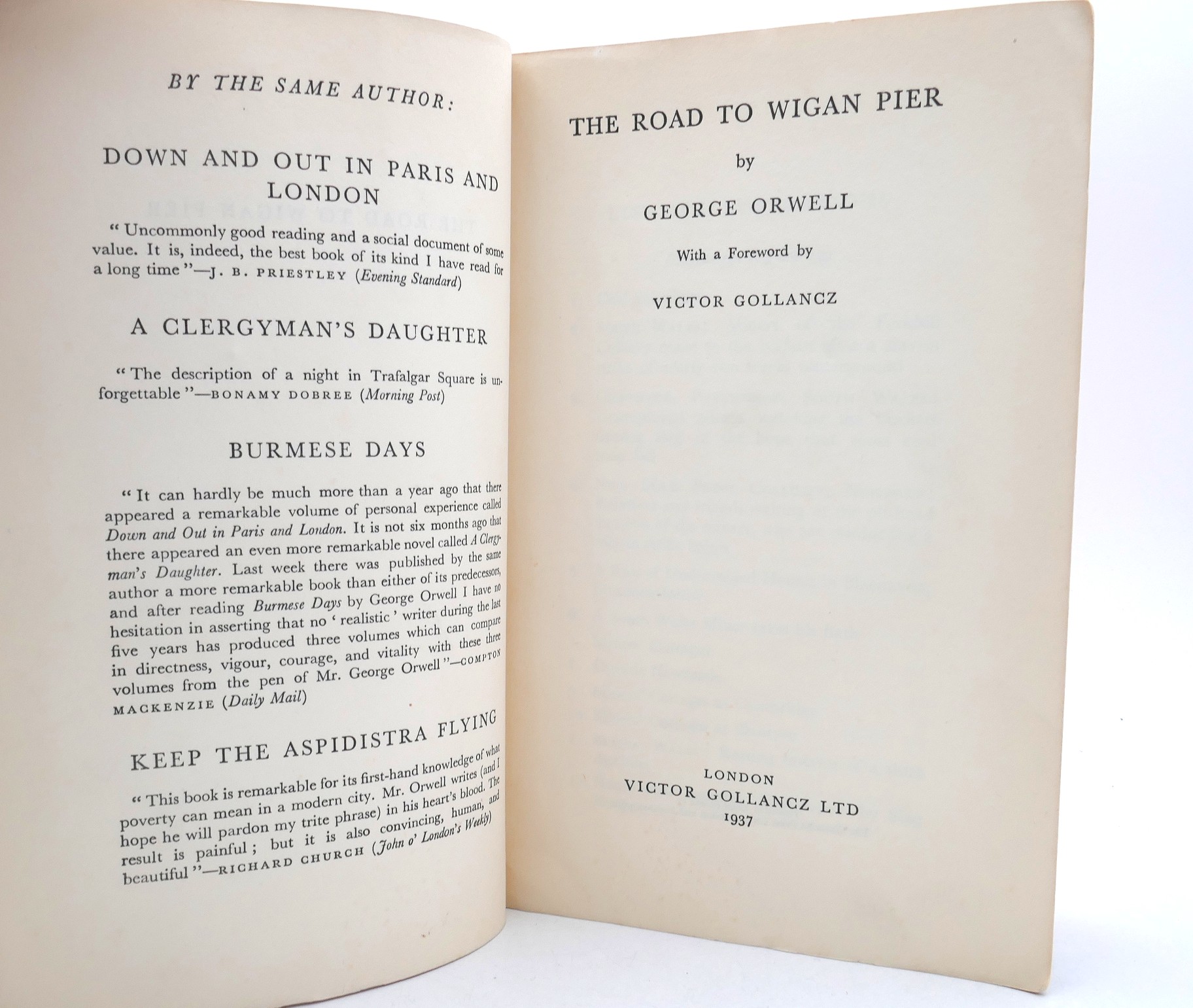 The Road To Wigan Pier. Left Book Club Edition (1937) - Image 2