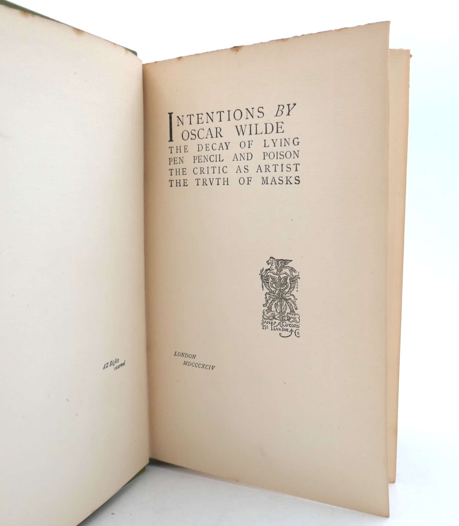 Intentions. The Decay of Lying. First Edition (1891) - Image 3