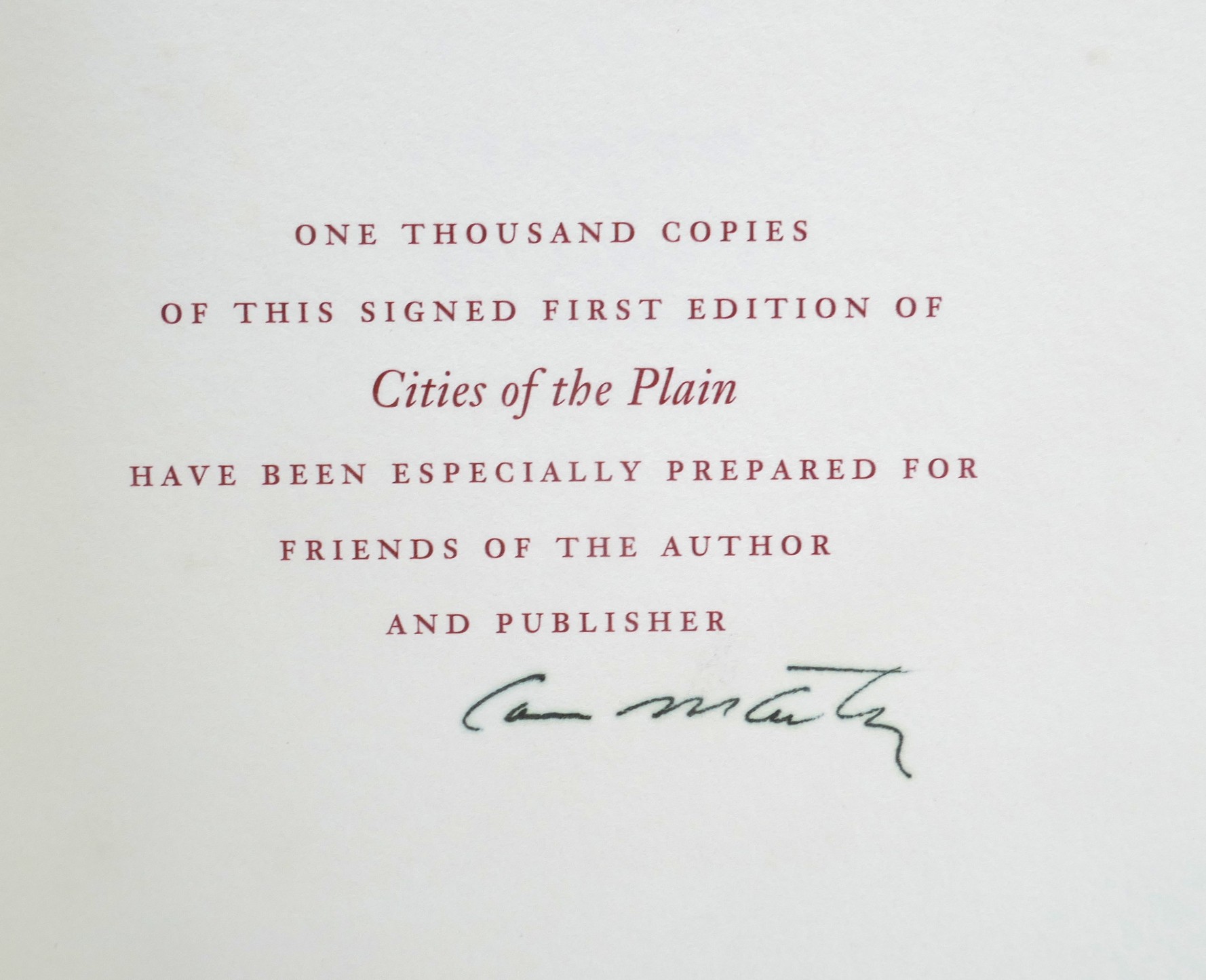 Cities of the Plain. Limited Edition (1998) - Image 3