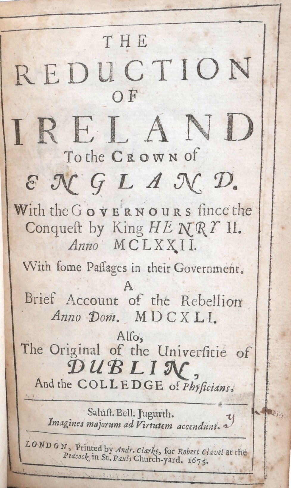 The Reduction of Ireland to the Crown of England (1675)