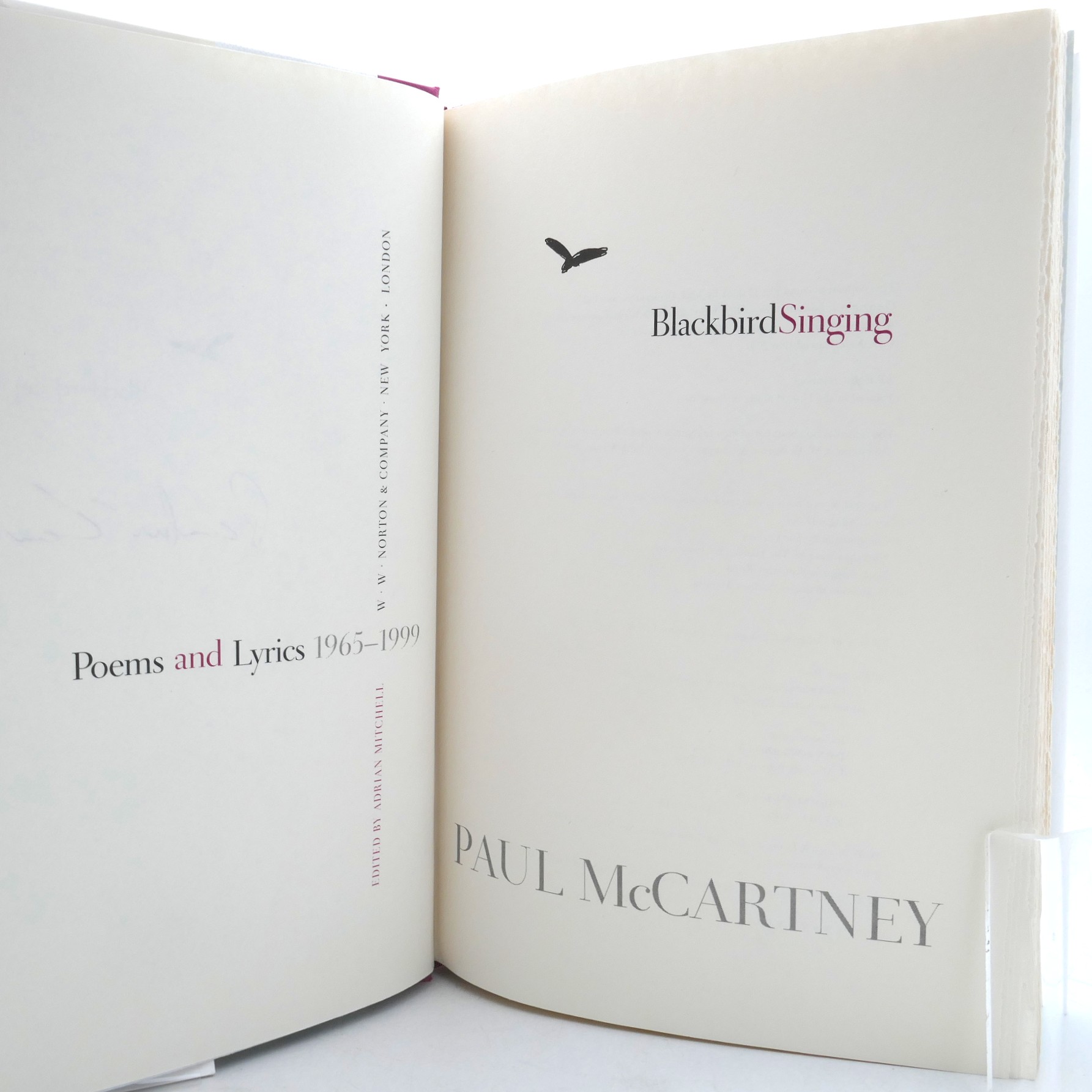 Blackbird Singing: Lyrics and Poems. Signed Copy (2001) - Image 5