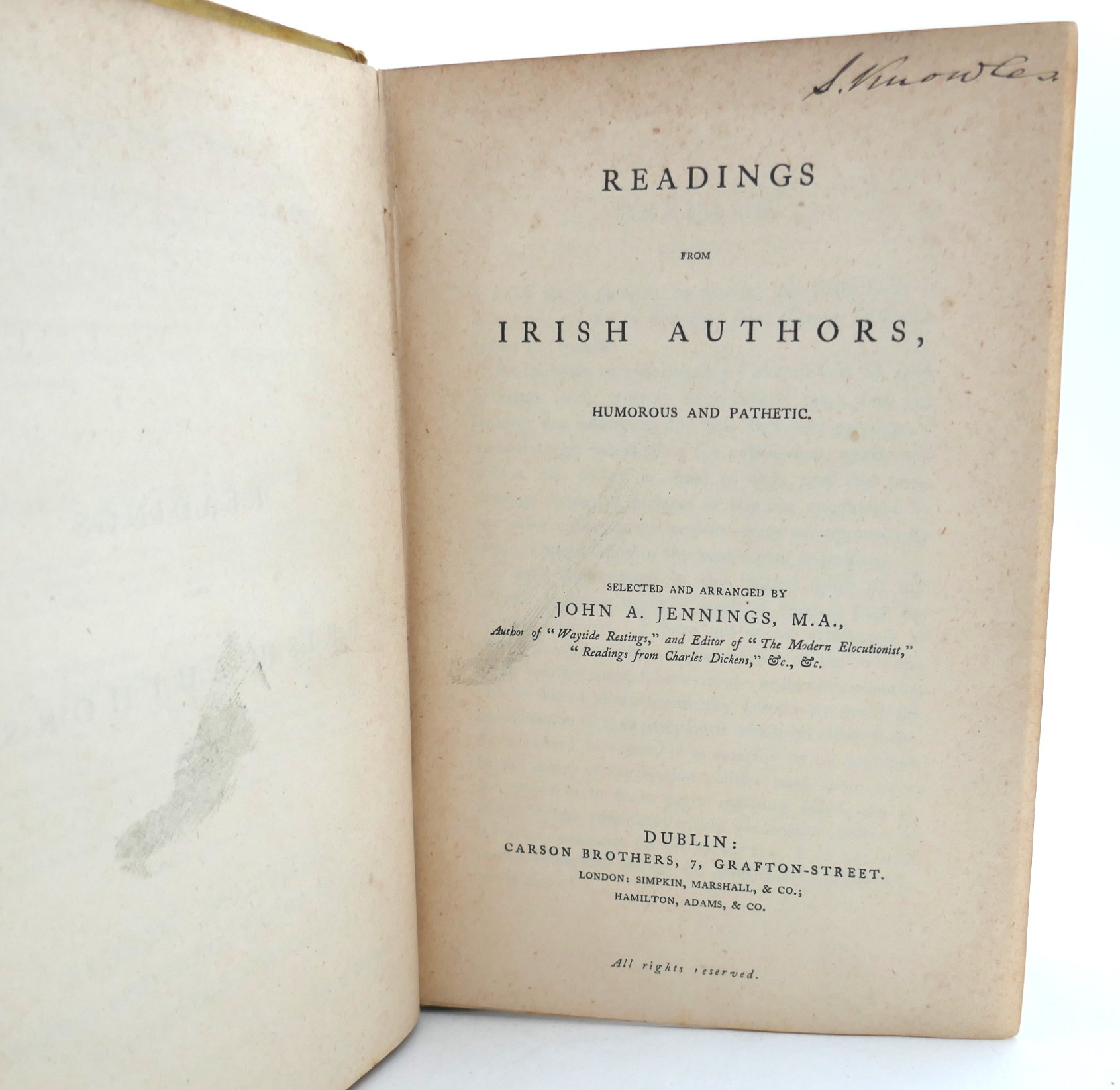 Readings from Irish Authors. Humorous and Pathetic (1883) - Image 2