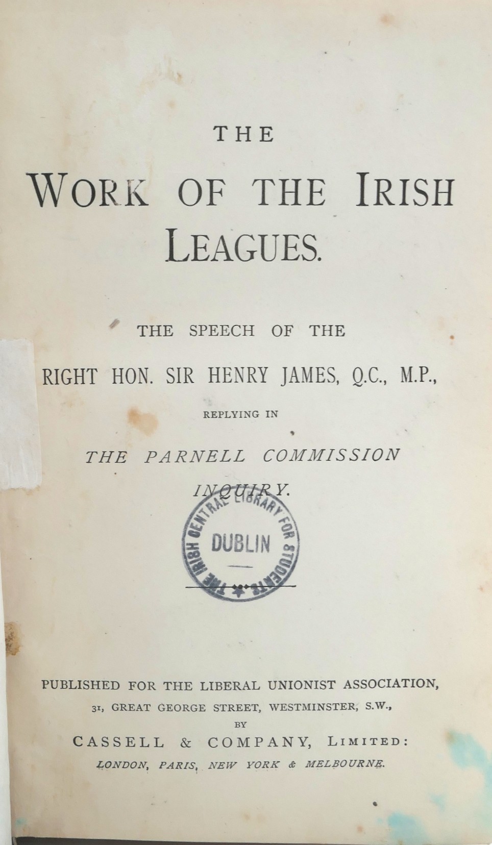 The Work of The Irish Leagues. Parnell Commission Inquiry (1891) - Image 2