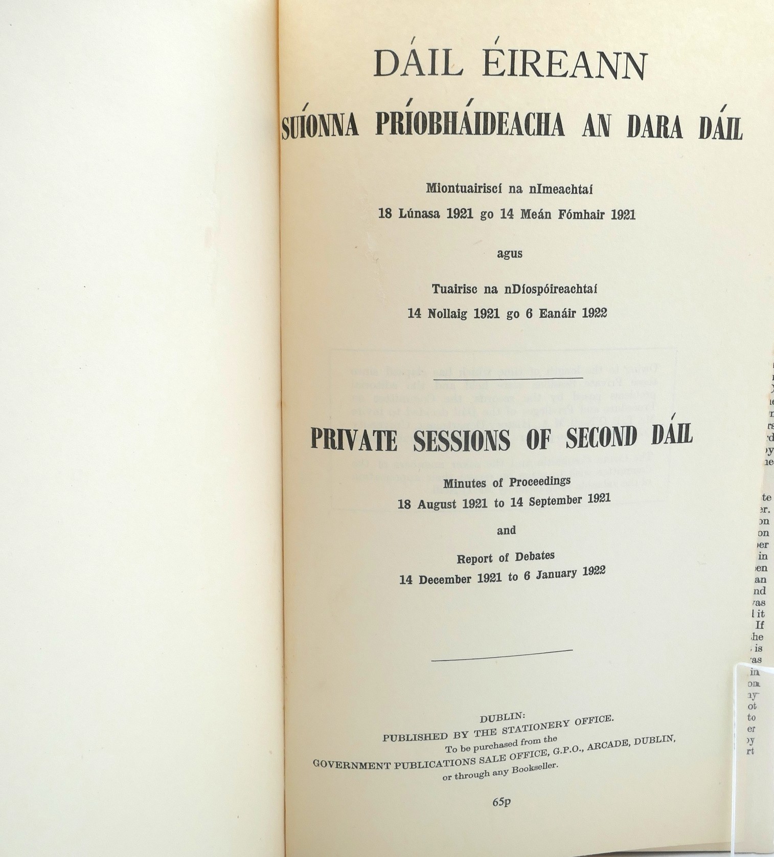 Dáil Eireann Official Reports (1919 - 1922) - Image 5