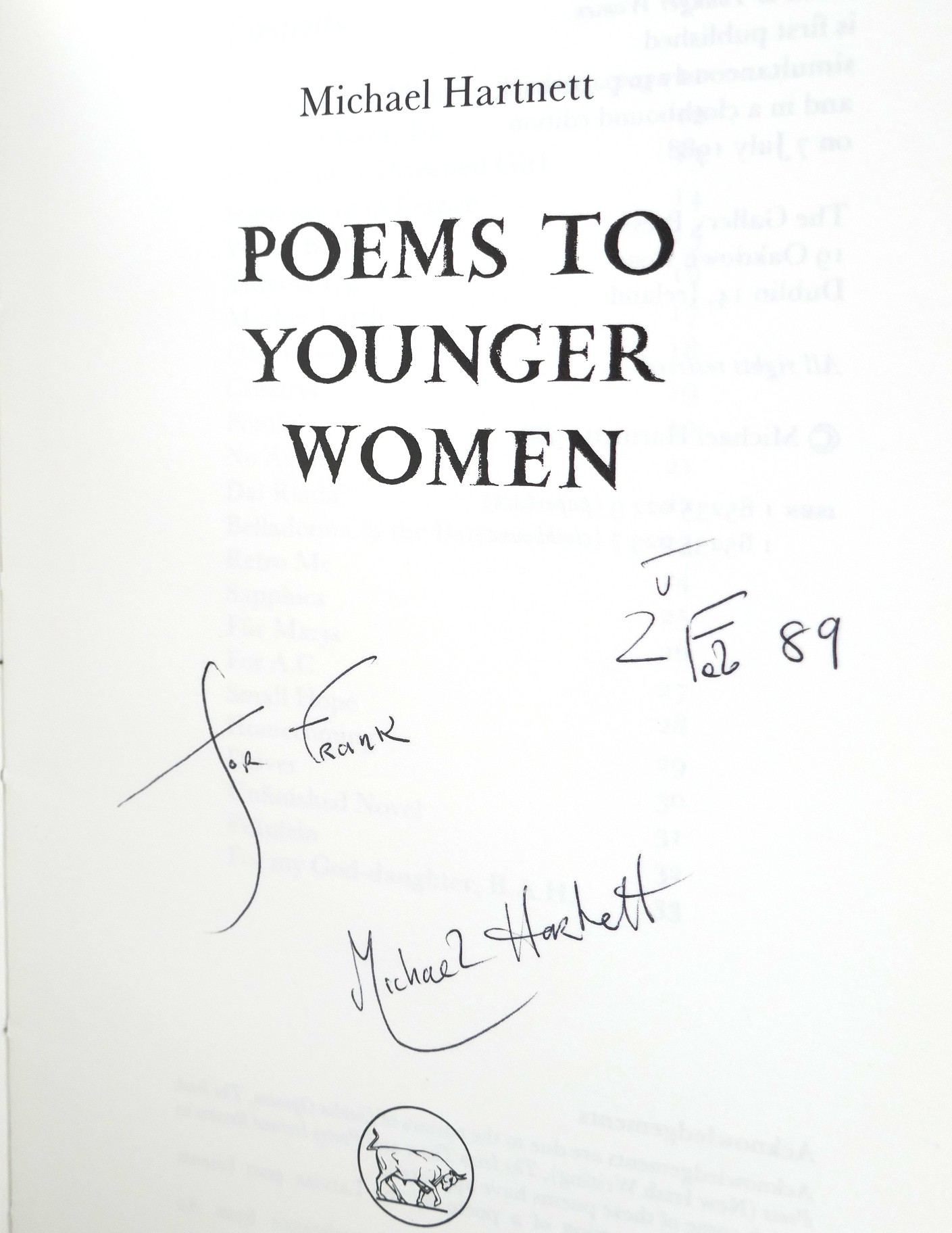 Poems to Younger Women. Inscribed Copy (1988) - Image 3