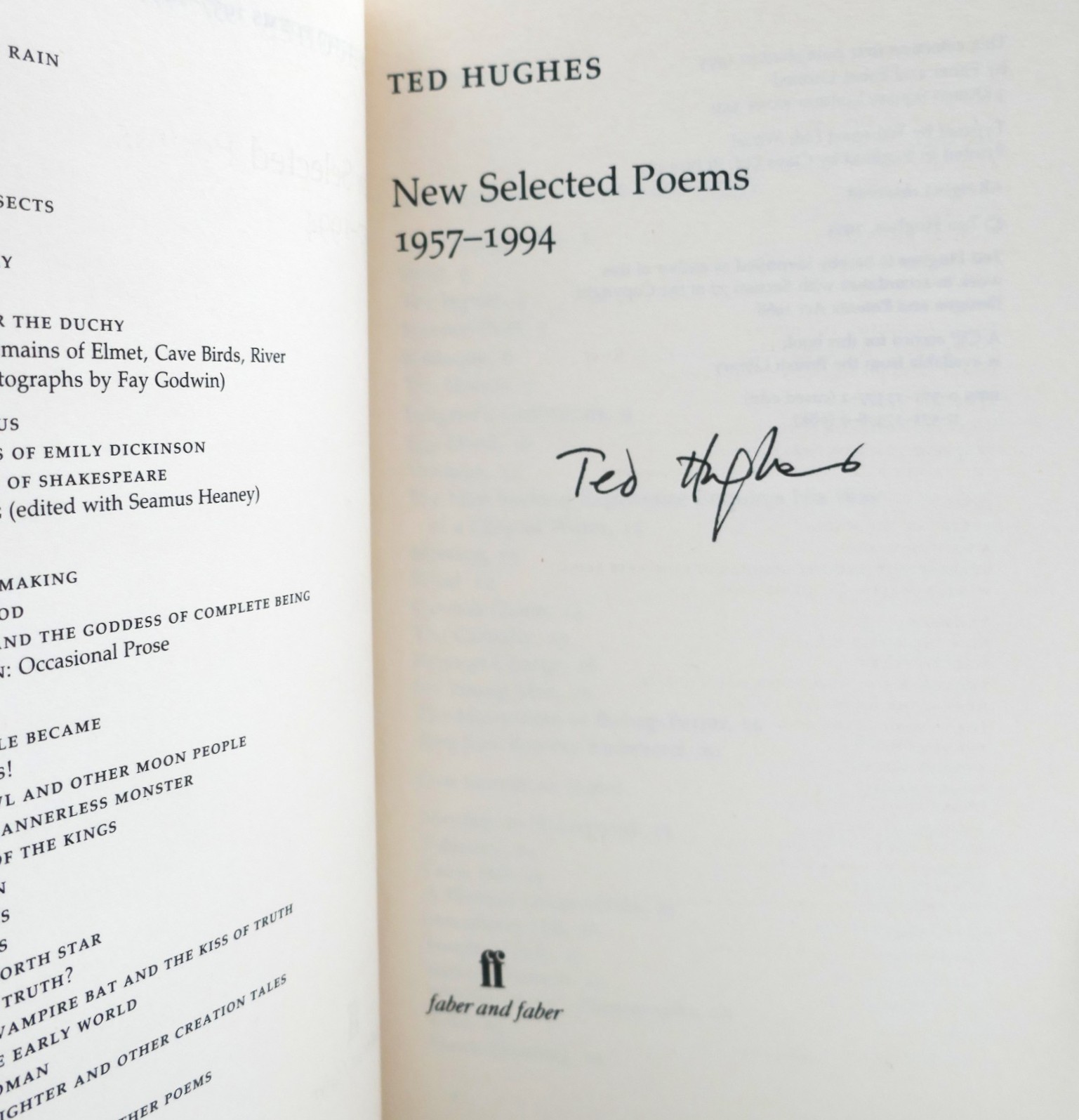 New Selected Poems 1957-1994. Signed Copy - Image 2