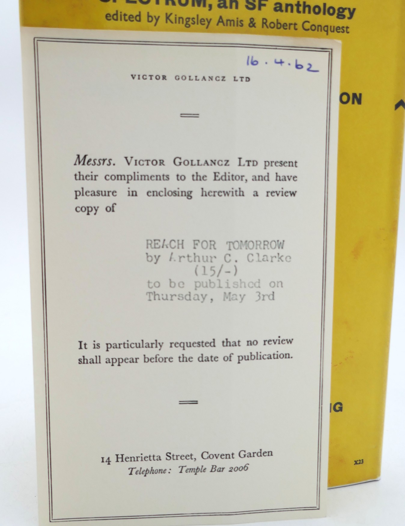 Reach for Tomorrow. First Edition (1962) - Image 3