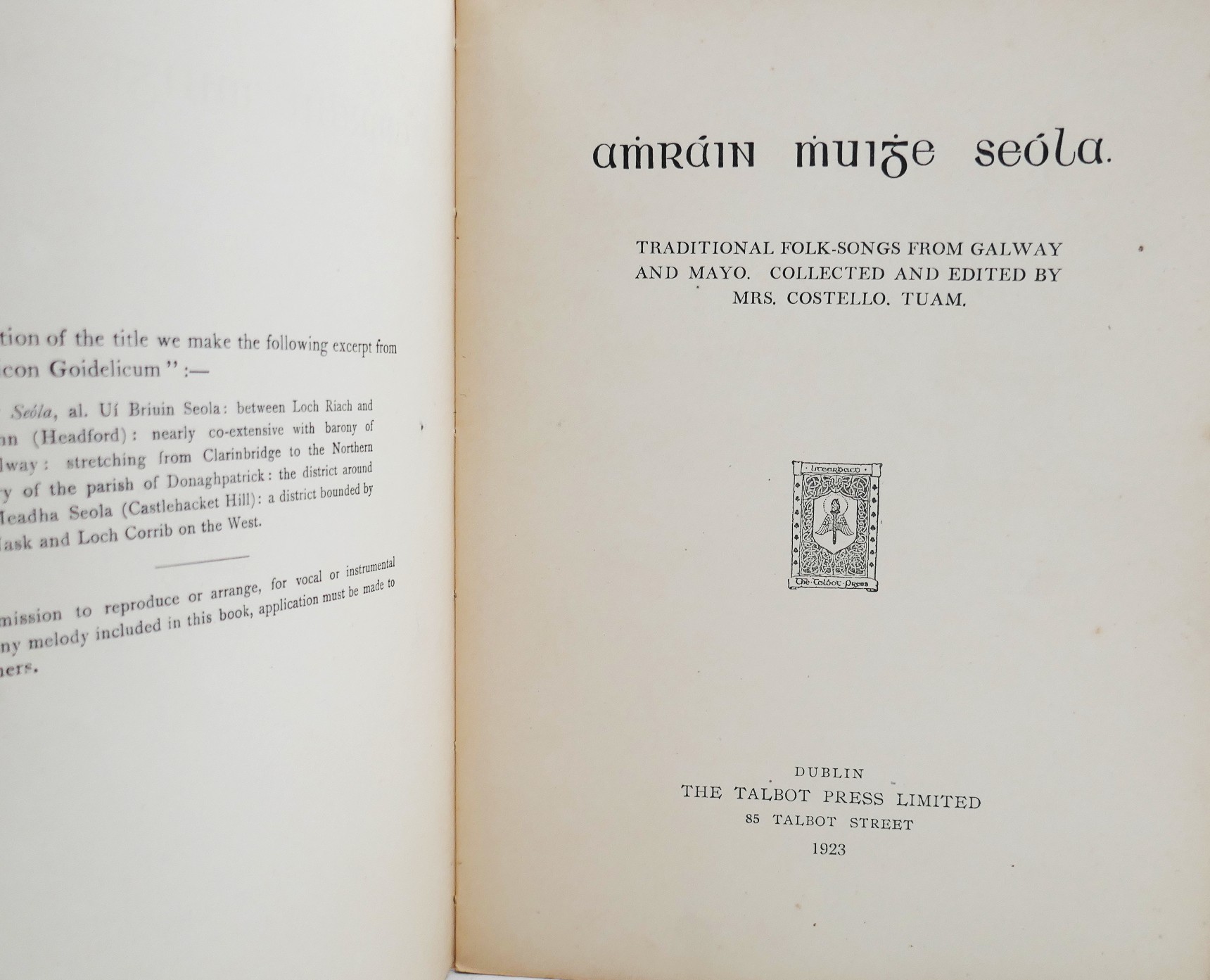 Tradition Folk-Songs from Galway and Mayo (1923) - Image 2