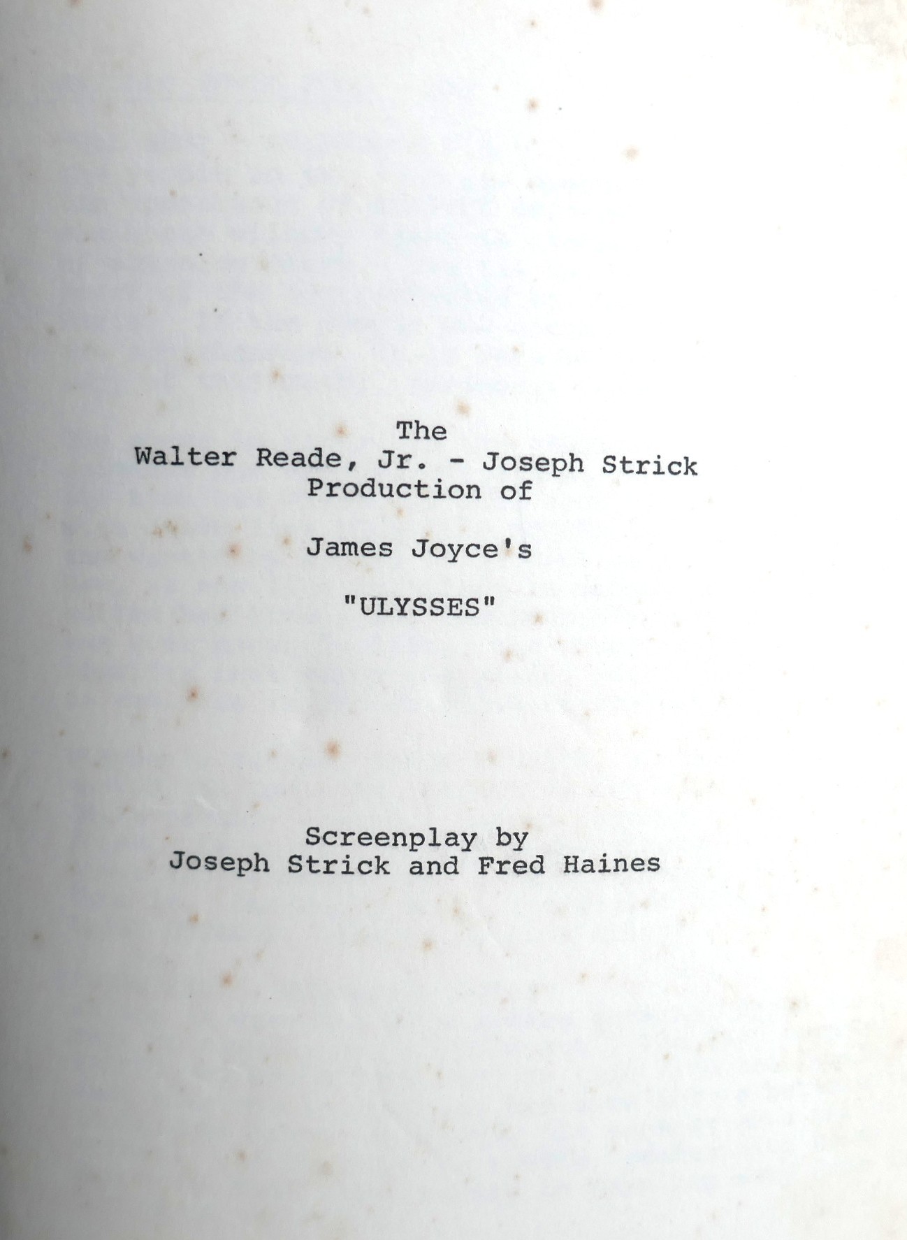 Joseph Strick Production of 'Ulysses.' Screenplay (1966) - Image 3