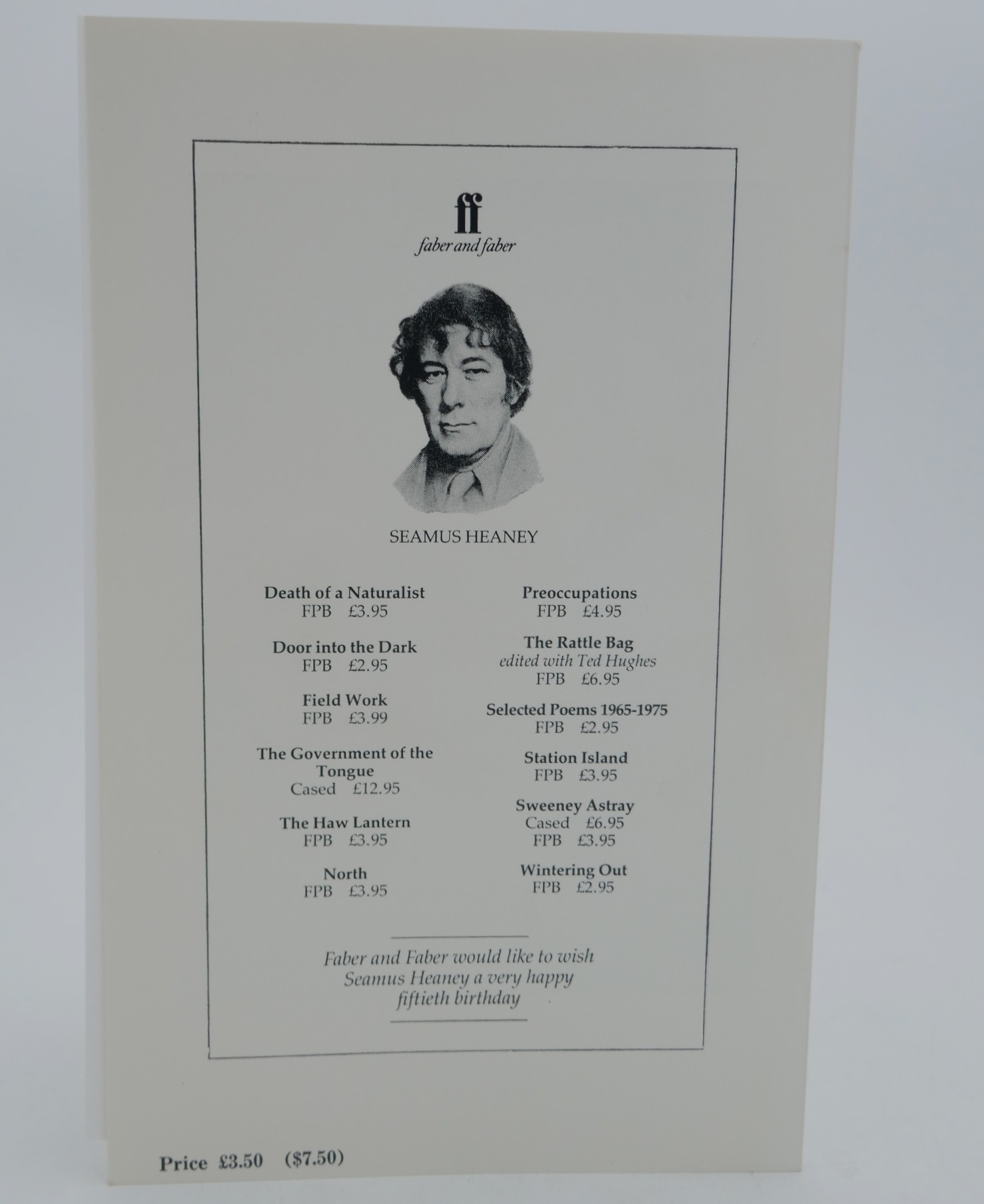 Agenda. Seamus Heaney Fiftieth Birthday Issue (1989) - Image 4