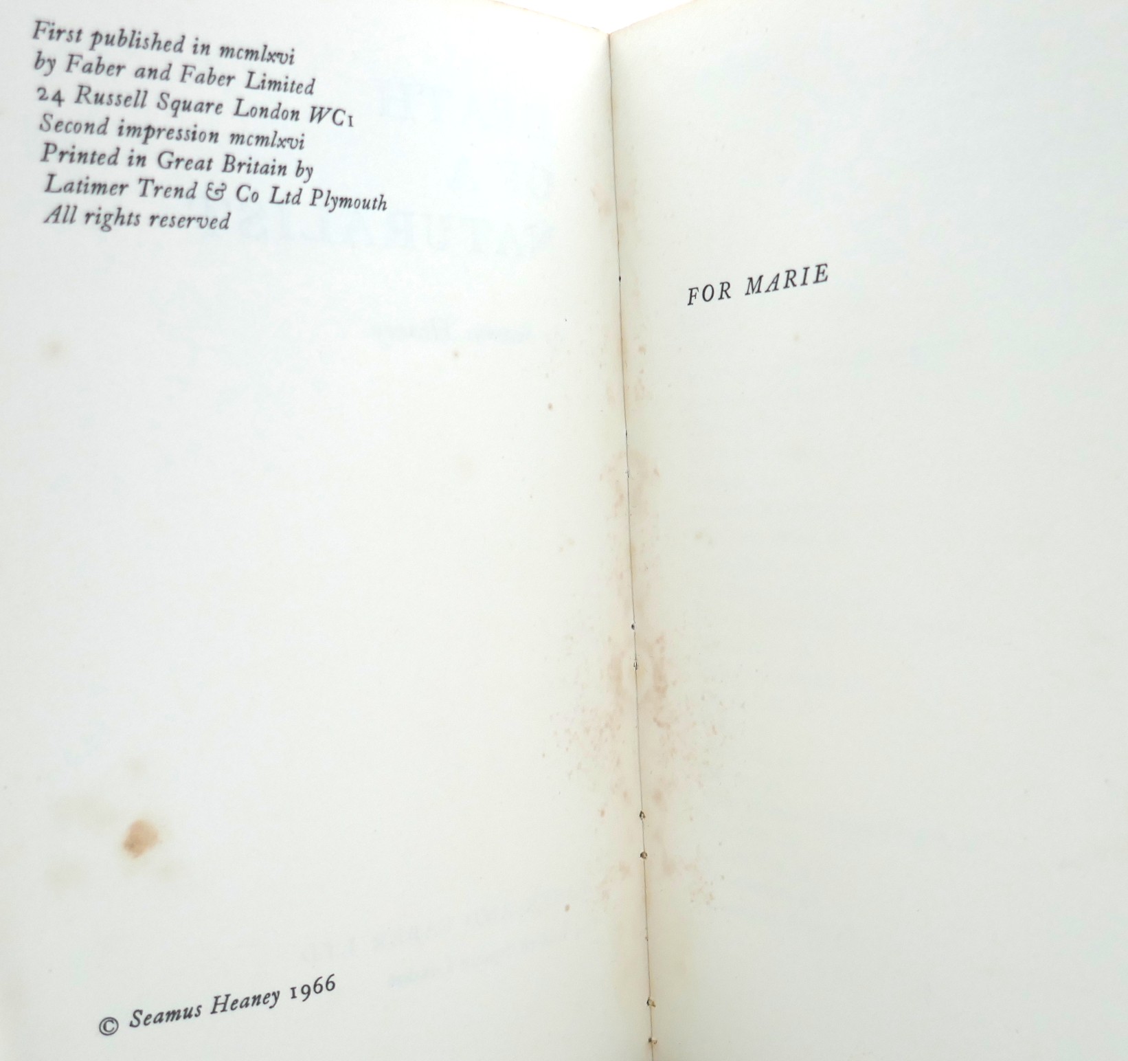 Death of a Naturalist. Inscribed Copy (1966) - Image 5
