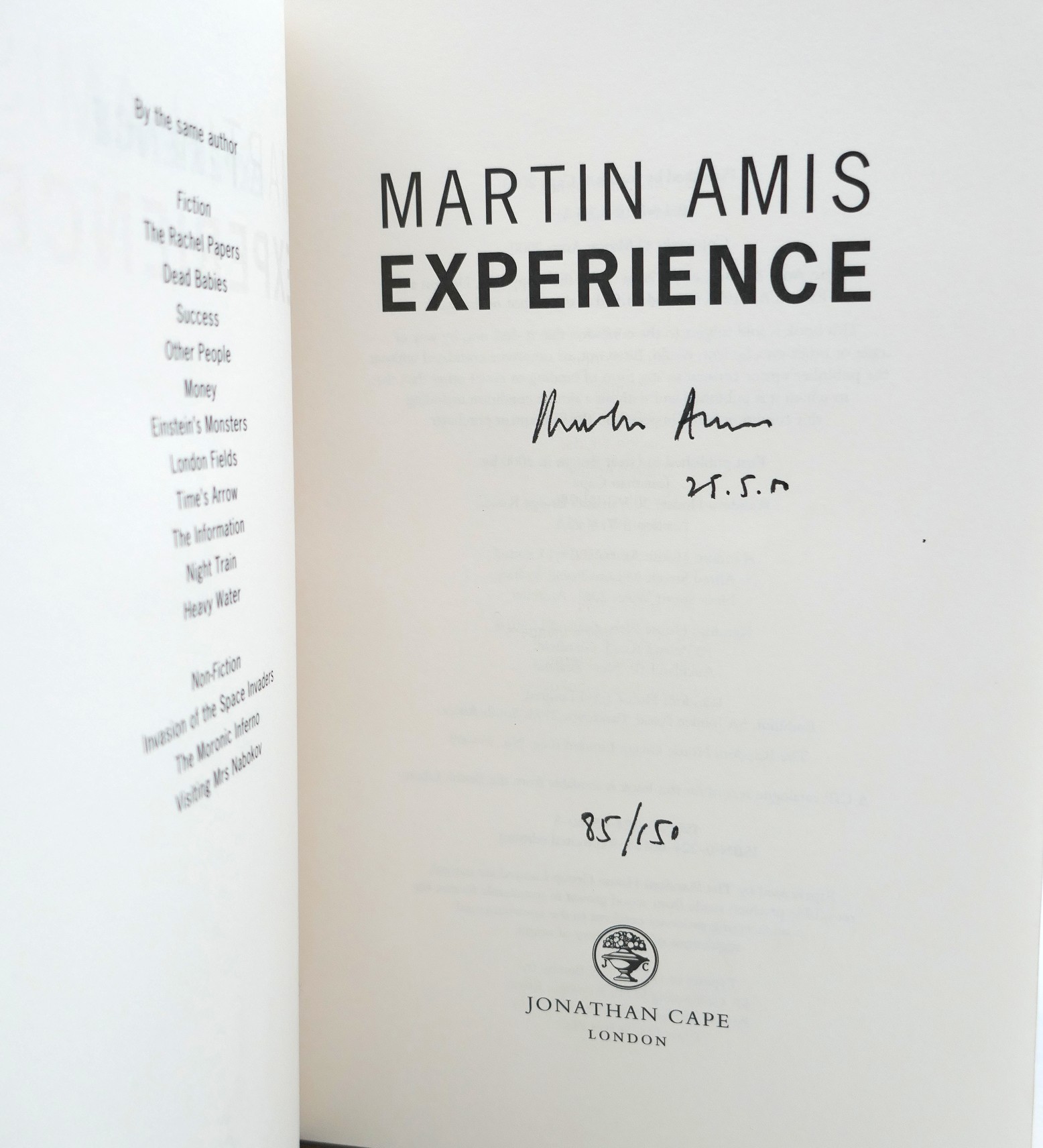 Experience. A Memoir. Limited Signed Edition (2000) - Image 3