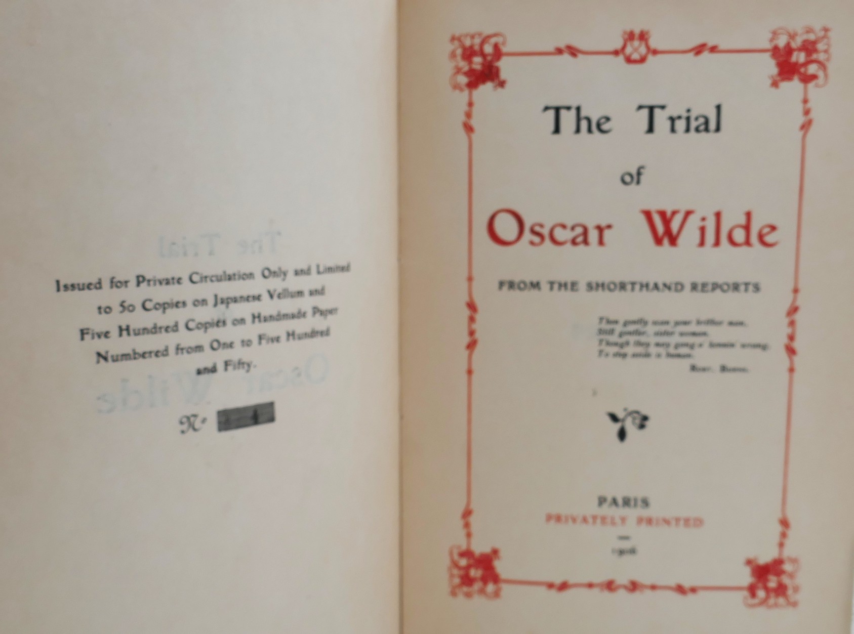 The Trial of Oscar Wilde. One of 50 Copies on Japan Vellum (1906) - Image 4