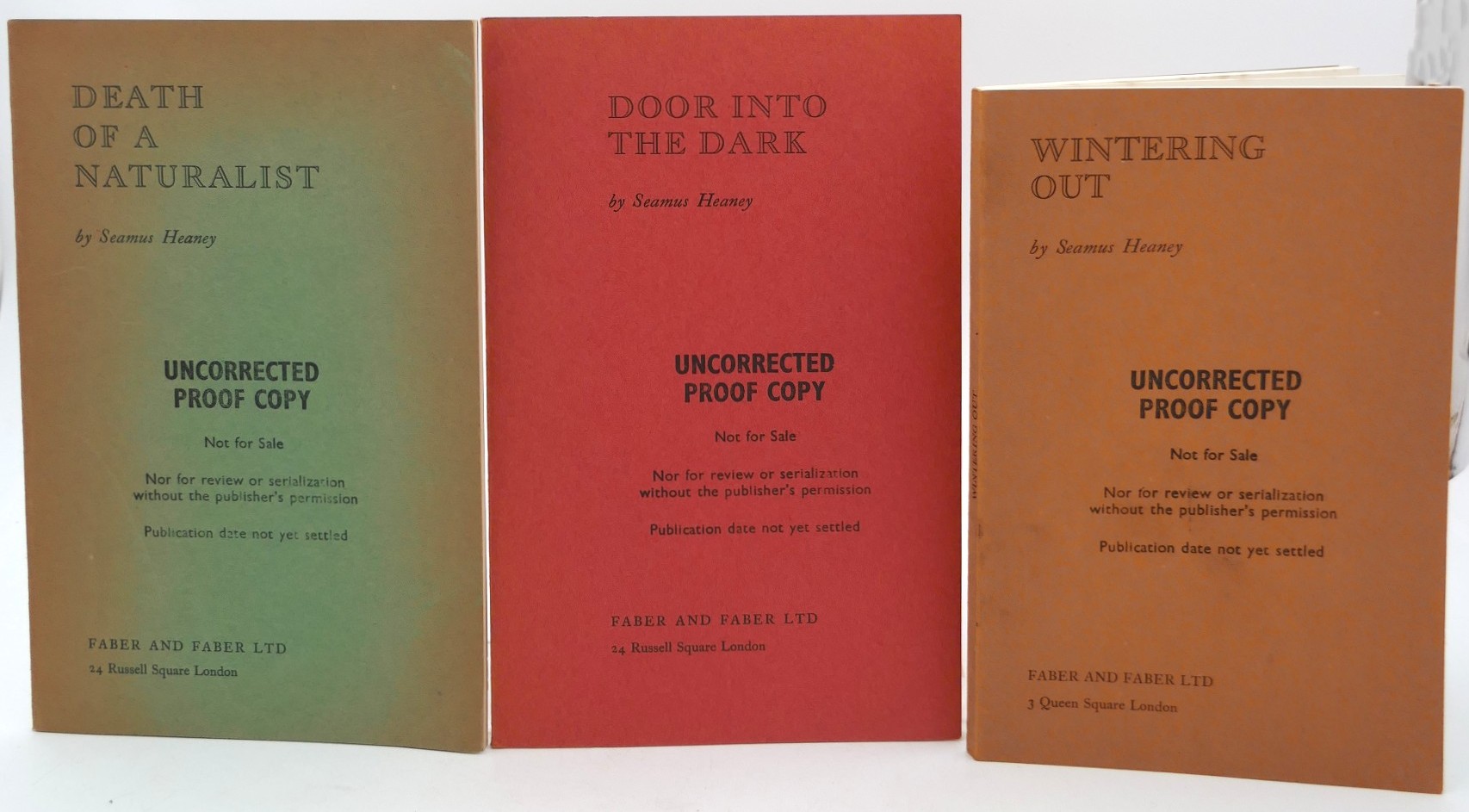 Uncorrected Proofs of Seamus Heaney's First Major Collections (1966-1972)