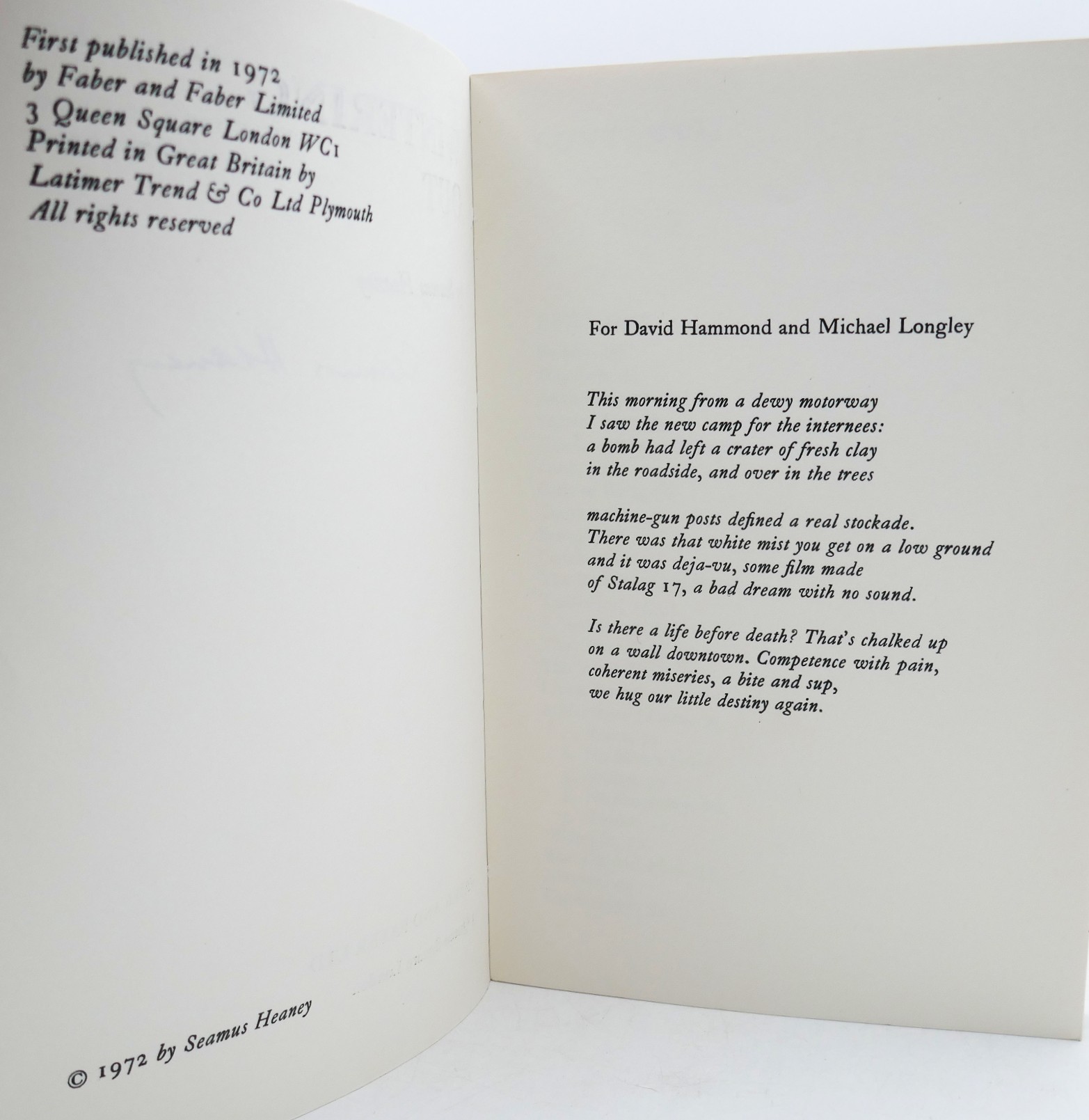 Uncorrected Proofs of Seamus Heaney's First Major Collections (1966-1972) - Image 10