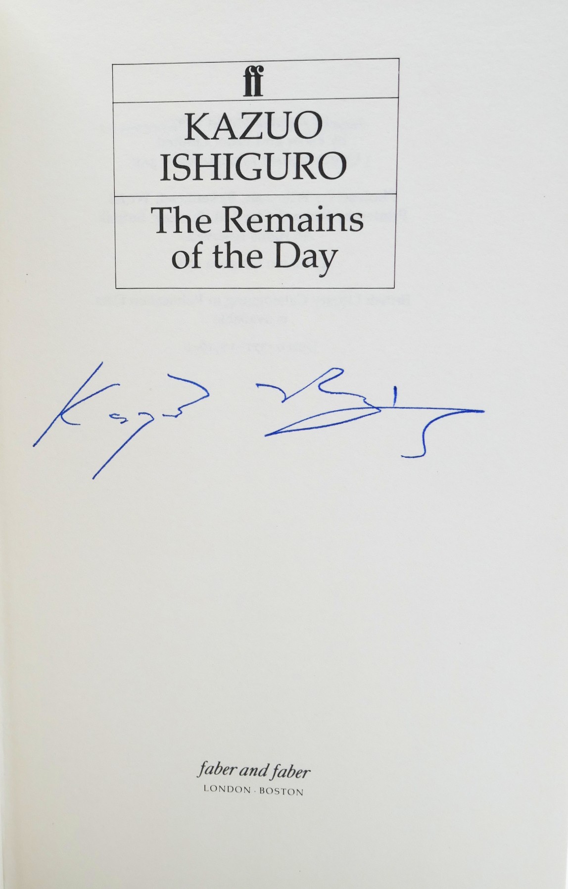 Remains of the Day. Signed by the Author (1989) - Image 3